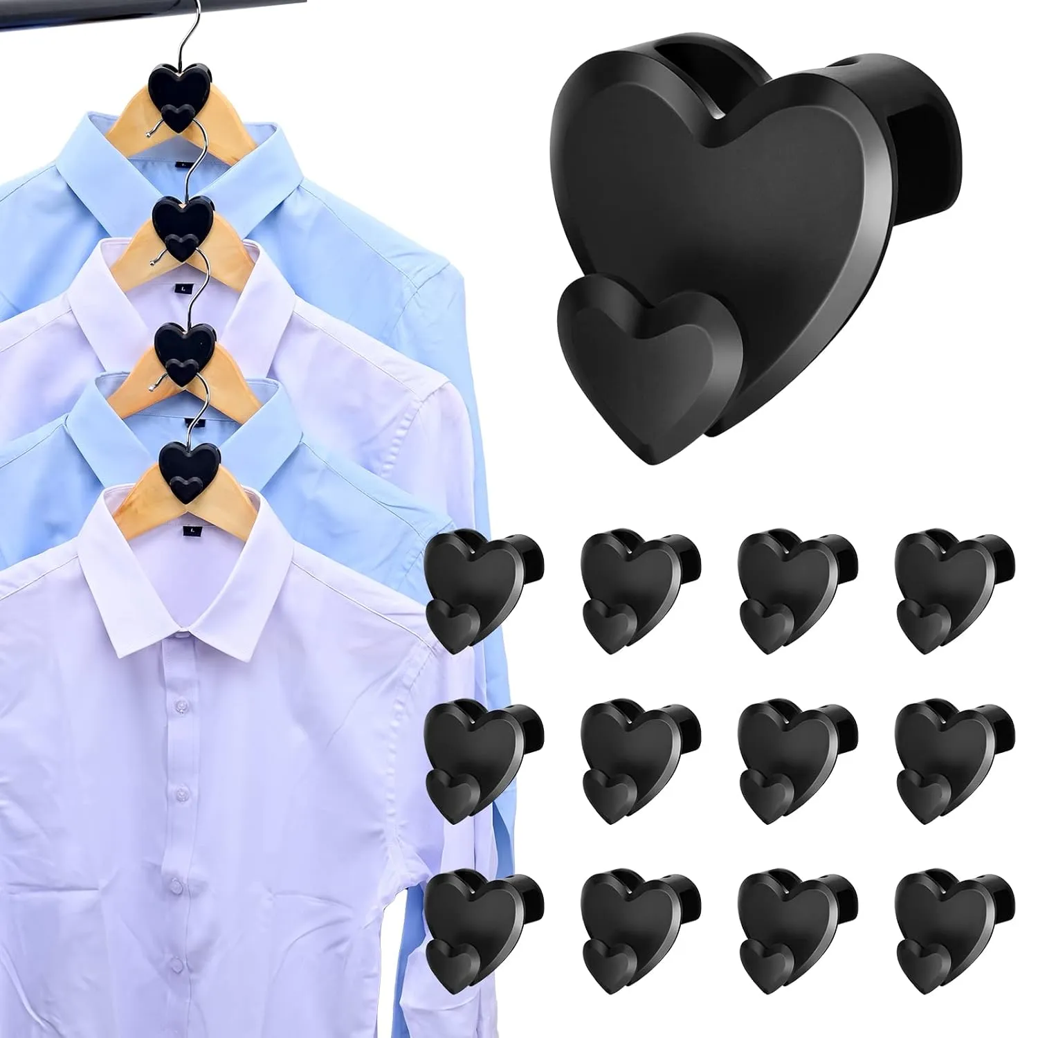 12 Pack Clothes Hanger Connector Hooks,Space Saving Hearts Hanger Hooks To Creat