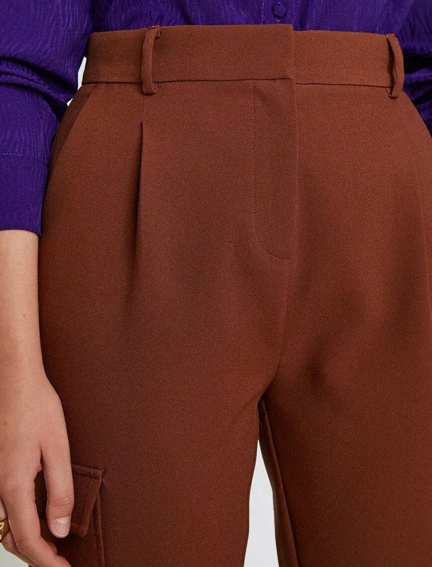 16328 Brown Pocket Detail Trousers