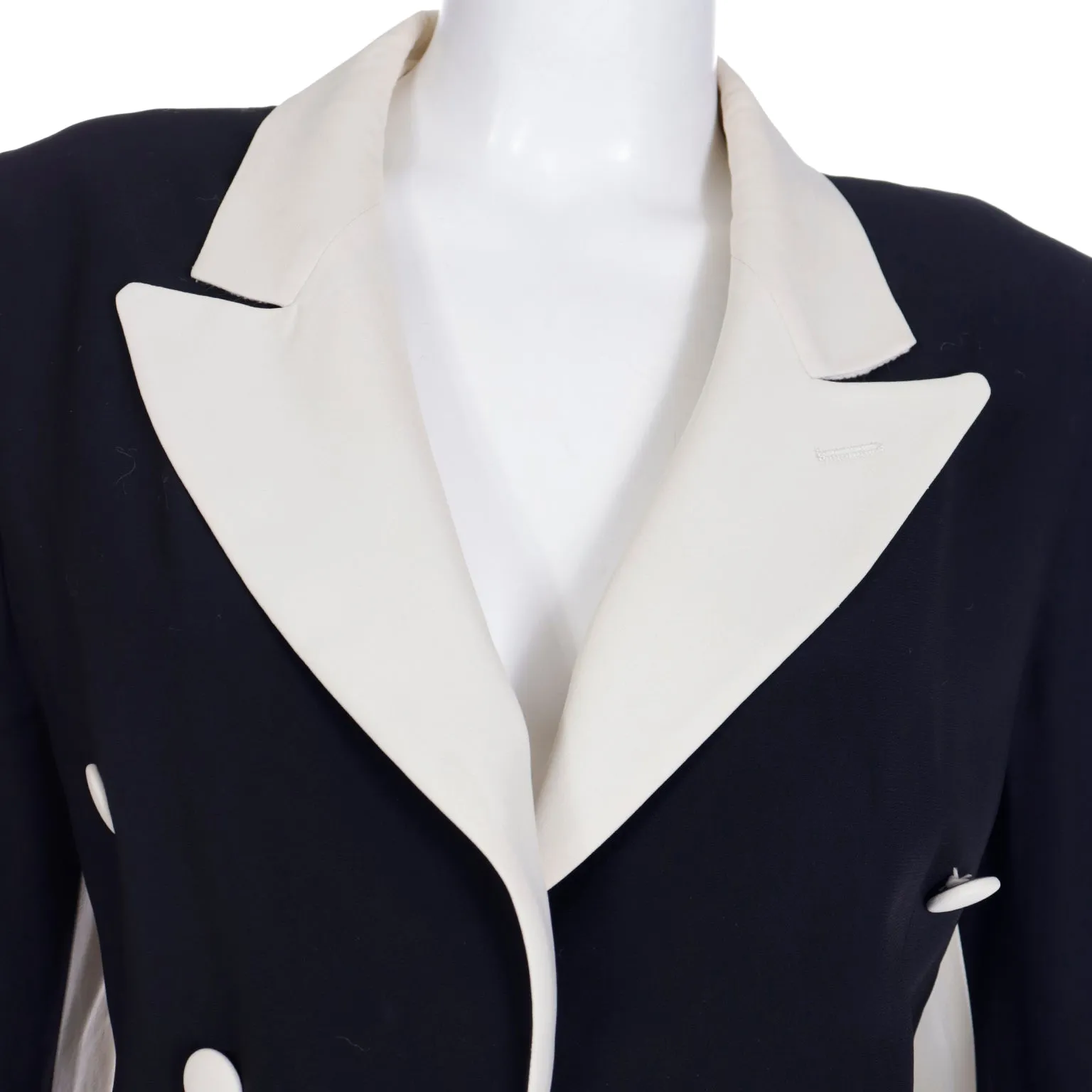 1990s Moschino Couture Black & Cream Vintage Tuxedo Style Jacket