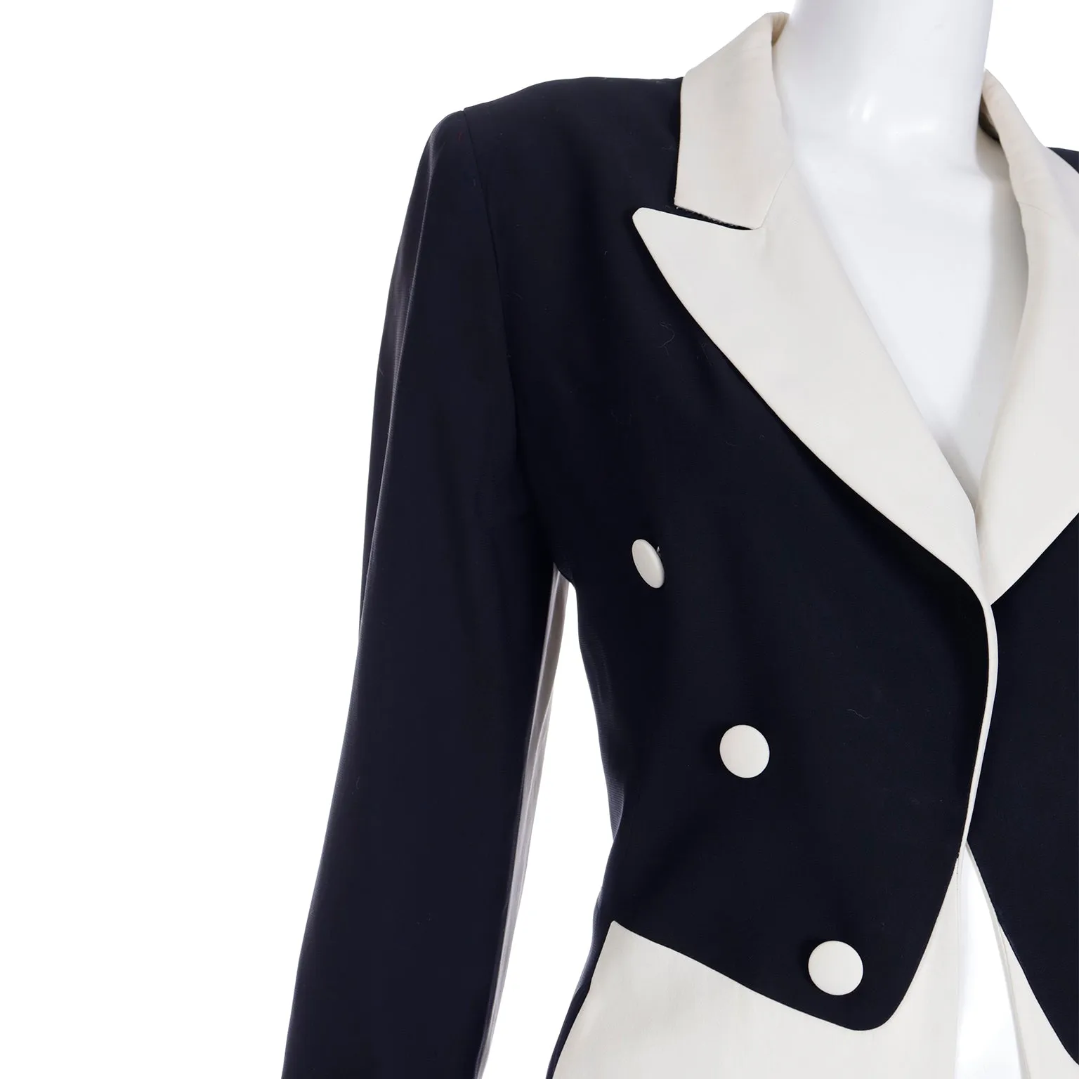 1990s Moschino Couture Black & Cream Vintage Tuxedo Style Jacket