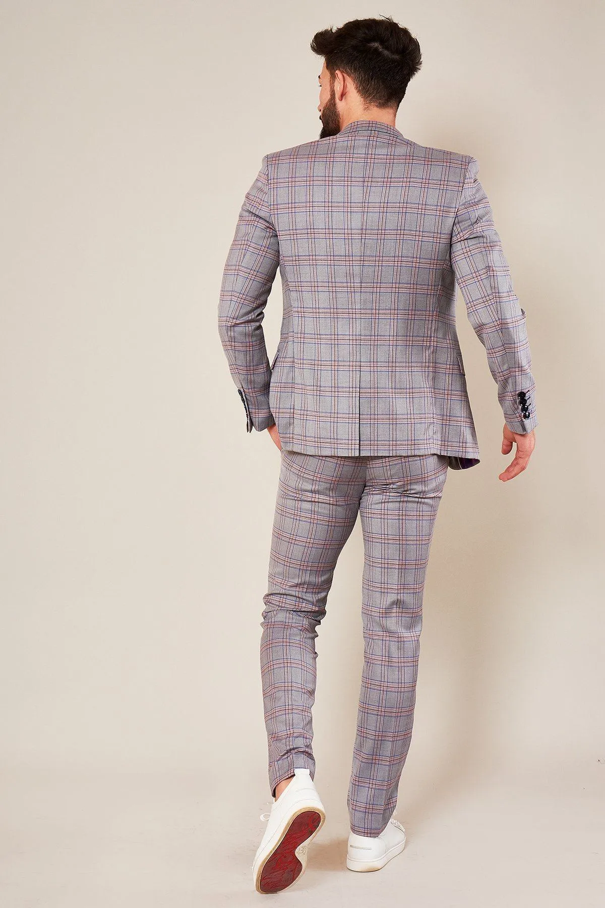 ALVIN - Grey Pink Check Blazer