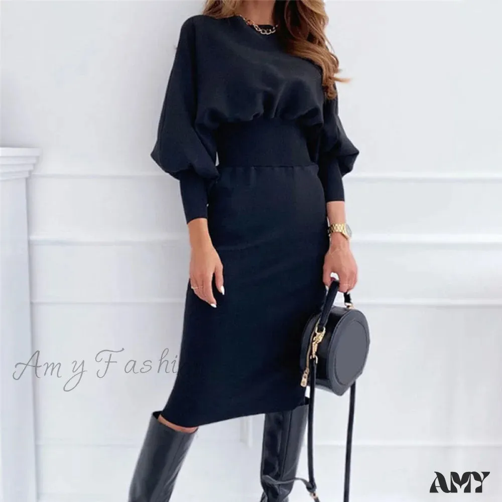 Amy Fashion - Black Pink Bodycon Elegant Office Woman Dresses