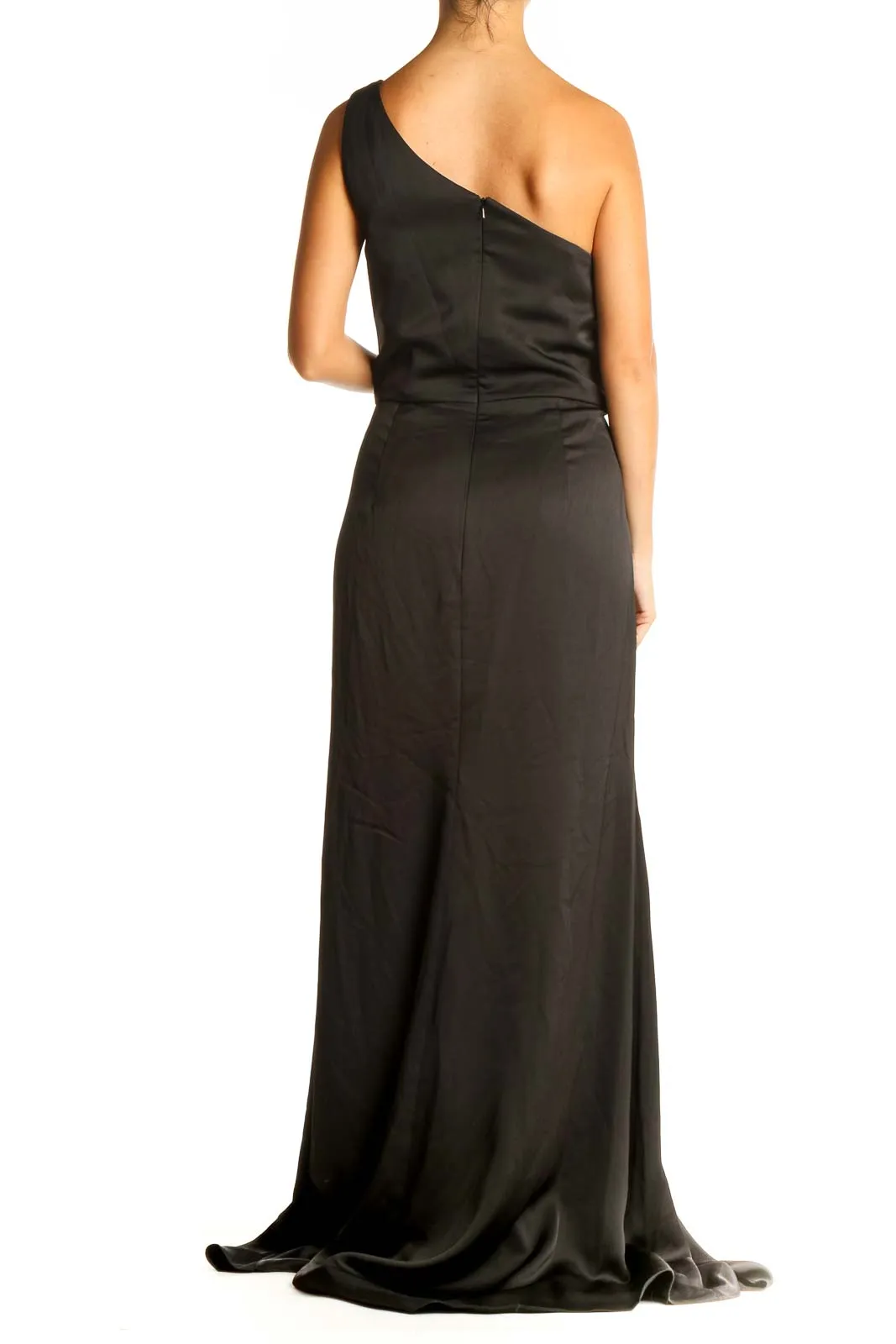 Black Classic One Shoulder Column Dress