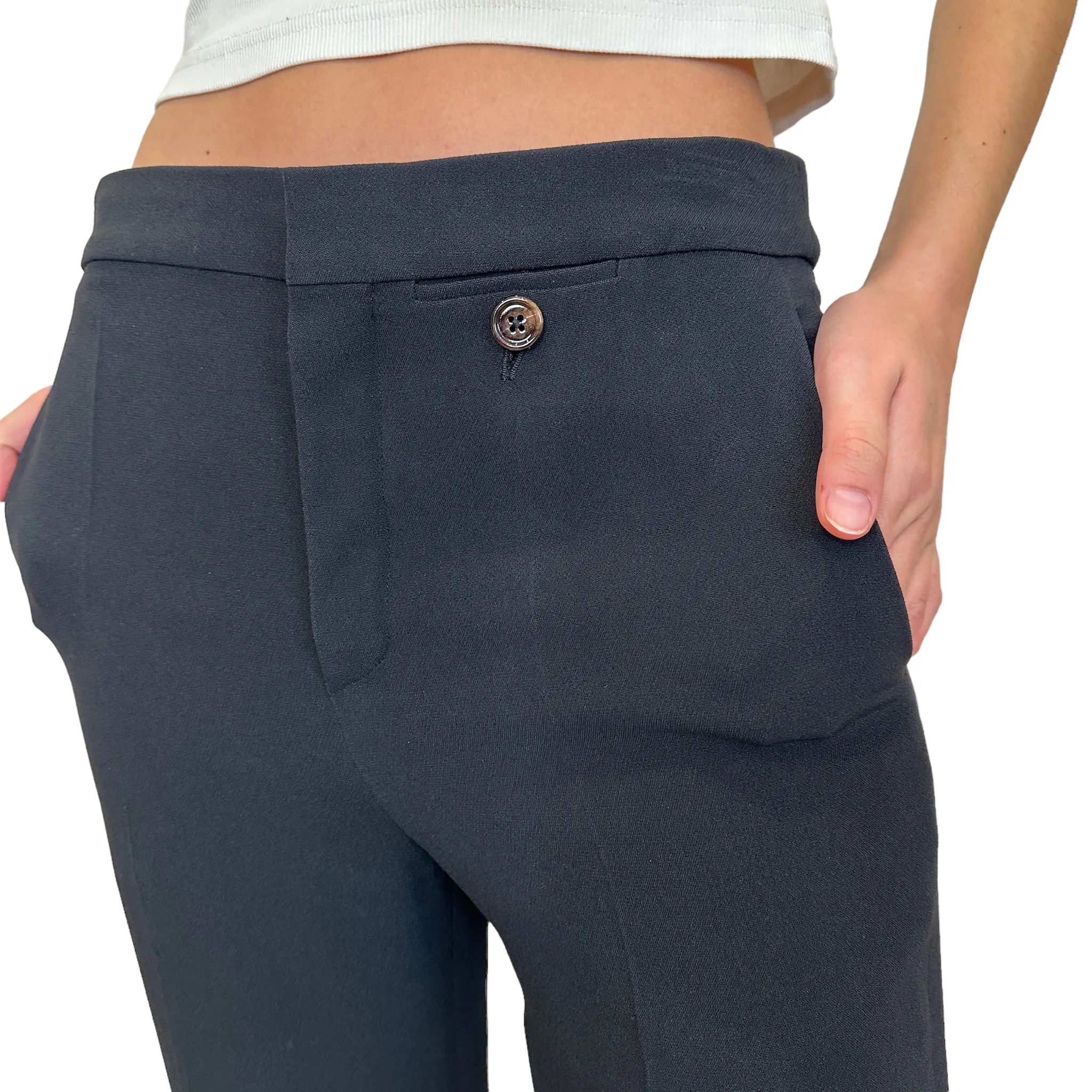 Black Low Waist Tailored Pants - XS