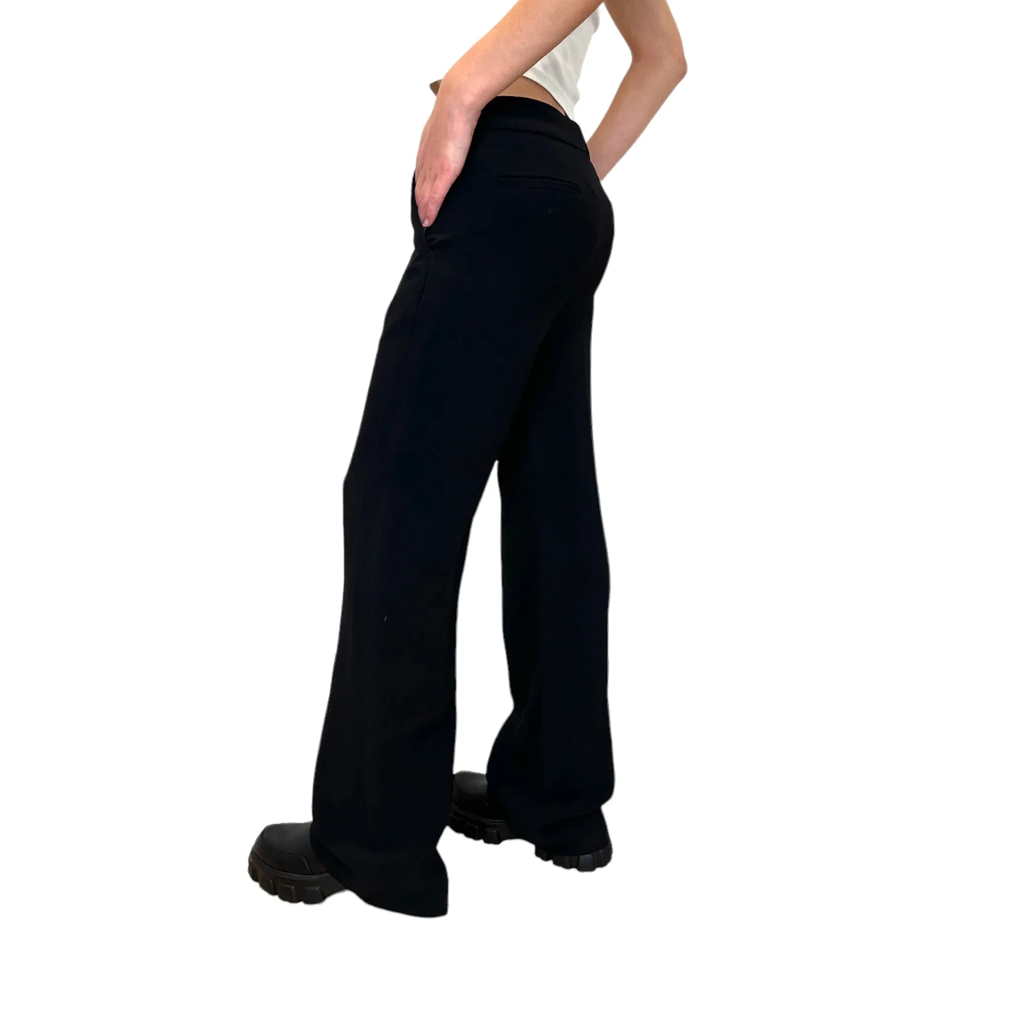 Black Low Waist Tailored Pants - XS