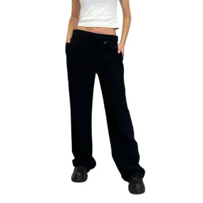 Black Low Waist Tailored Pants - XS