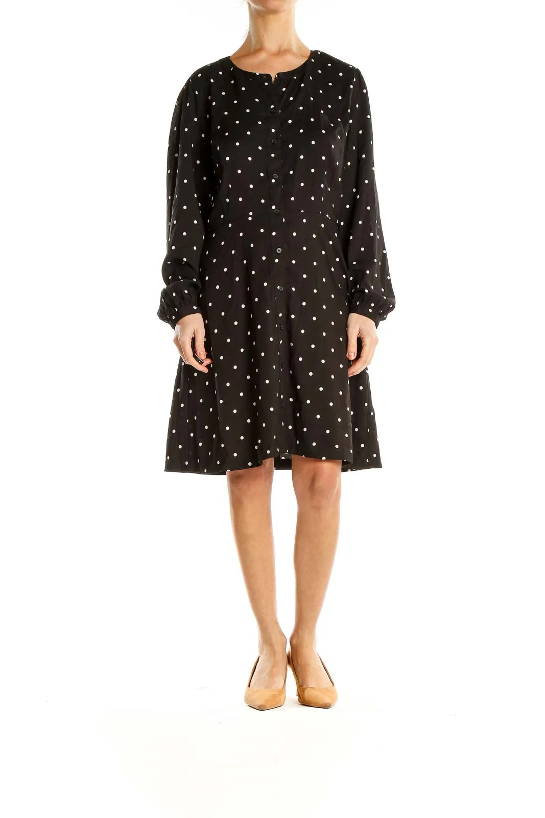 Black Polka Dot Classic A-Line Dress