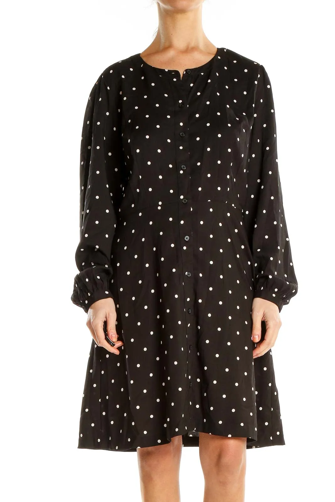 Black Polka Dot Classic A-Line Dress