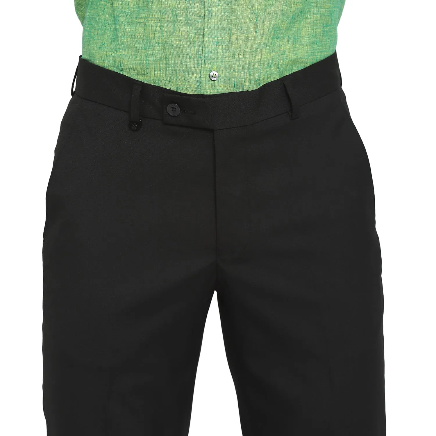 Black Slim Fit Self Design Trouser