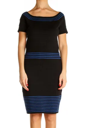 Black Striped Classic Sheath Dress