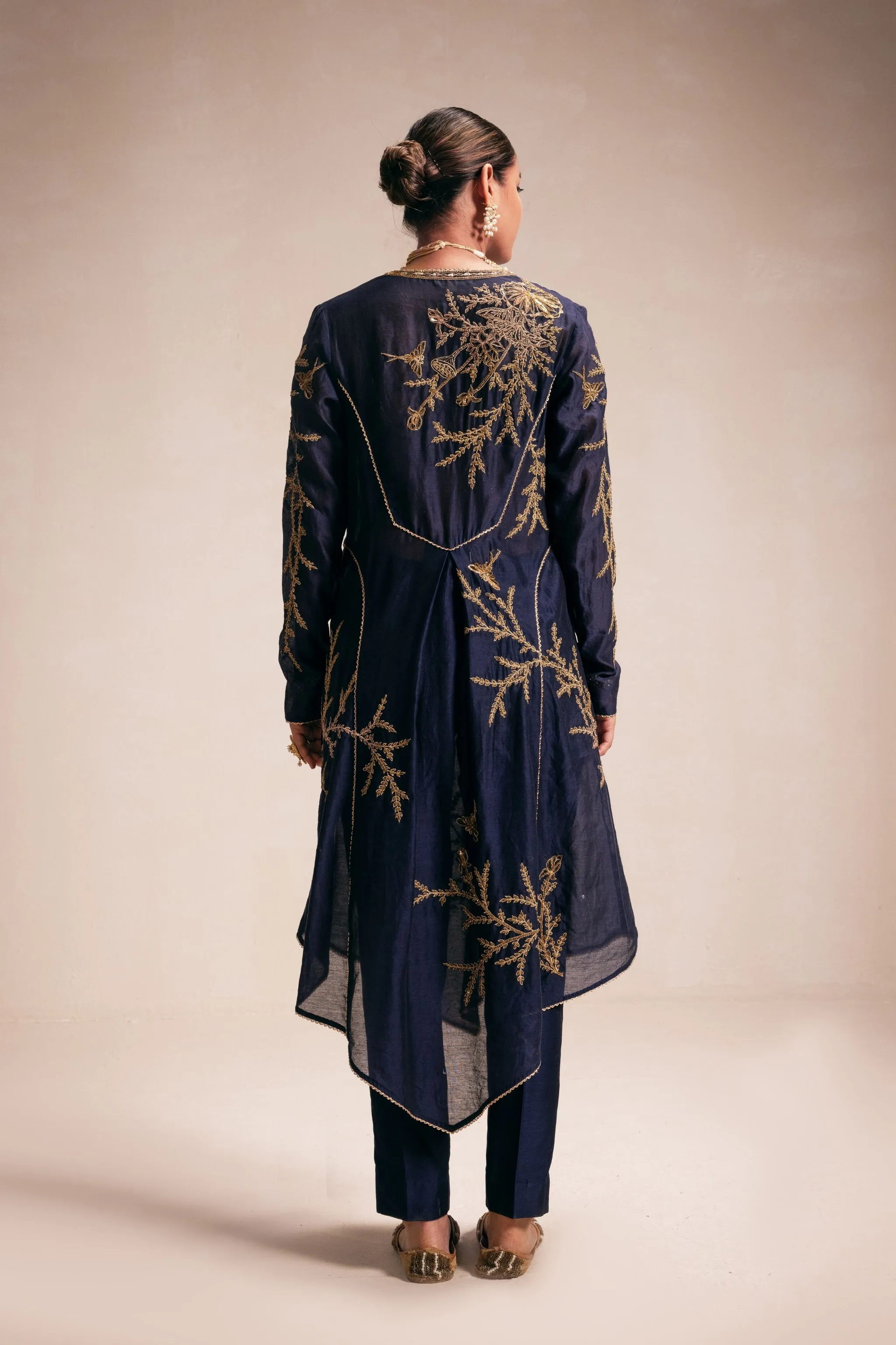 Blue Embroidery Structured Kurta Set