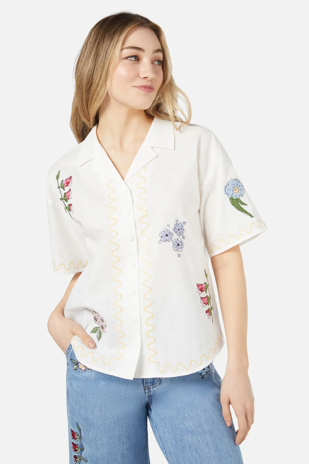 Bouquet Embroidered Shirt