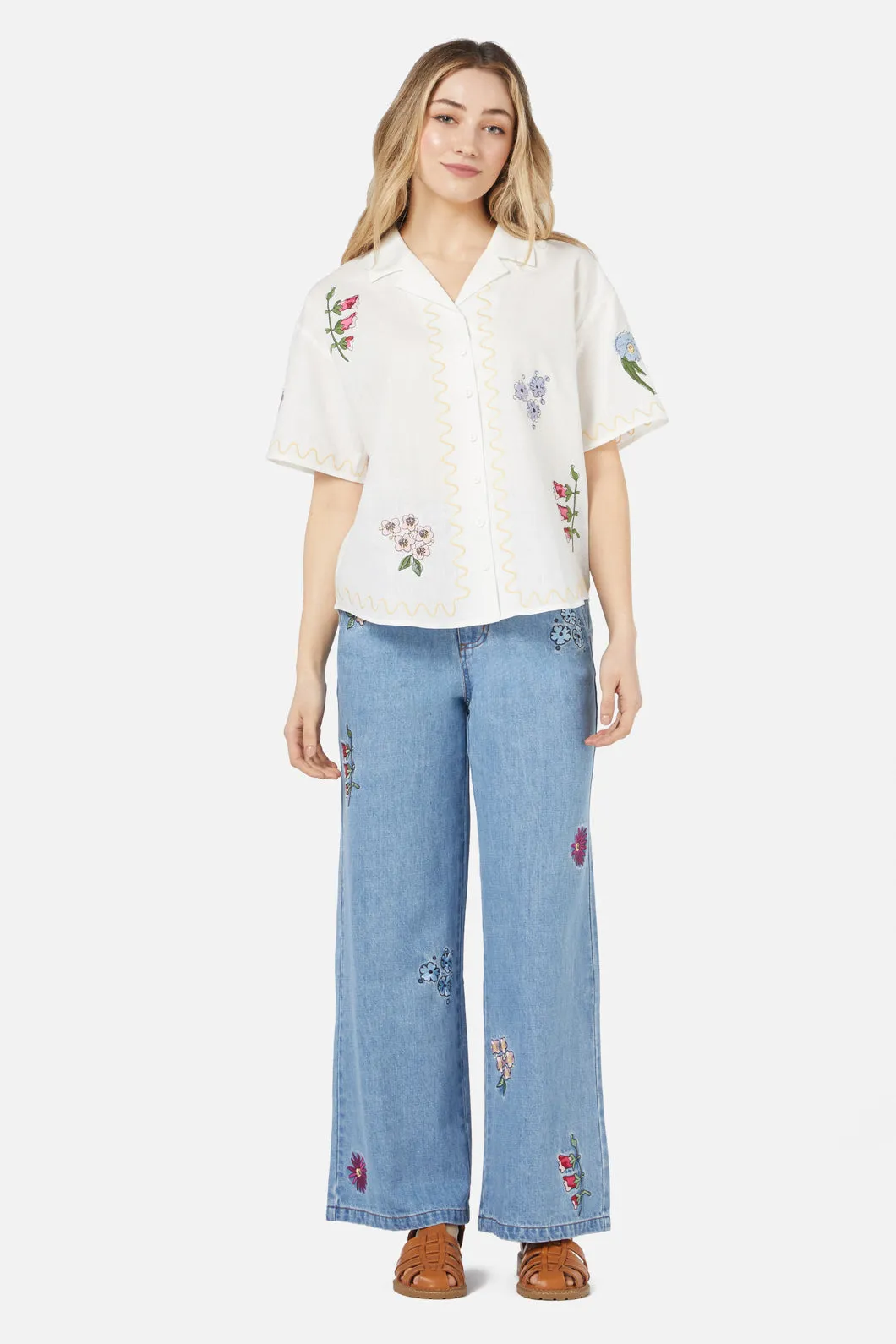 Bouquet Embroidered Shirt