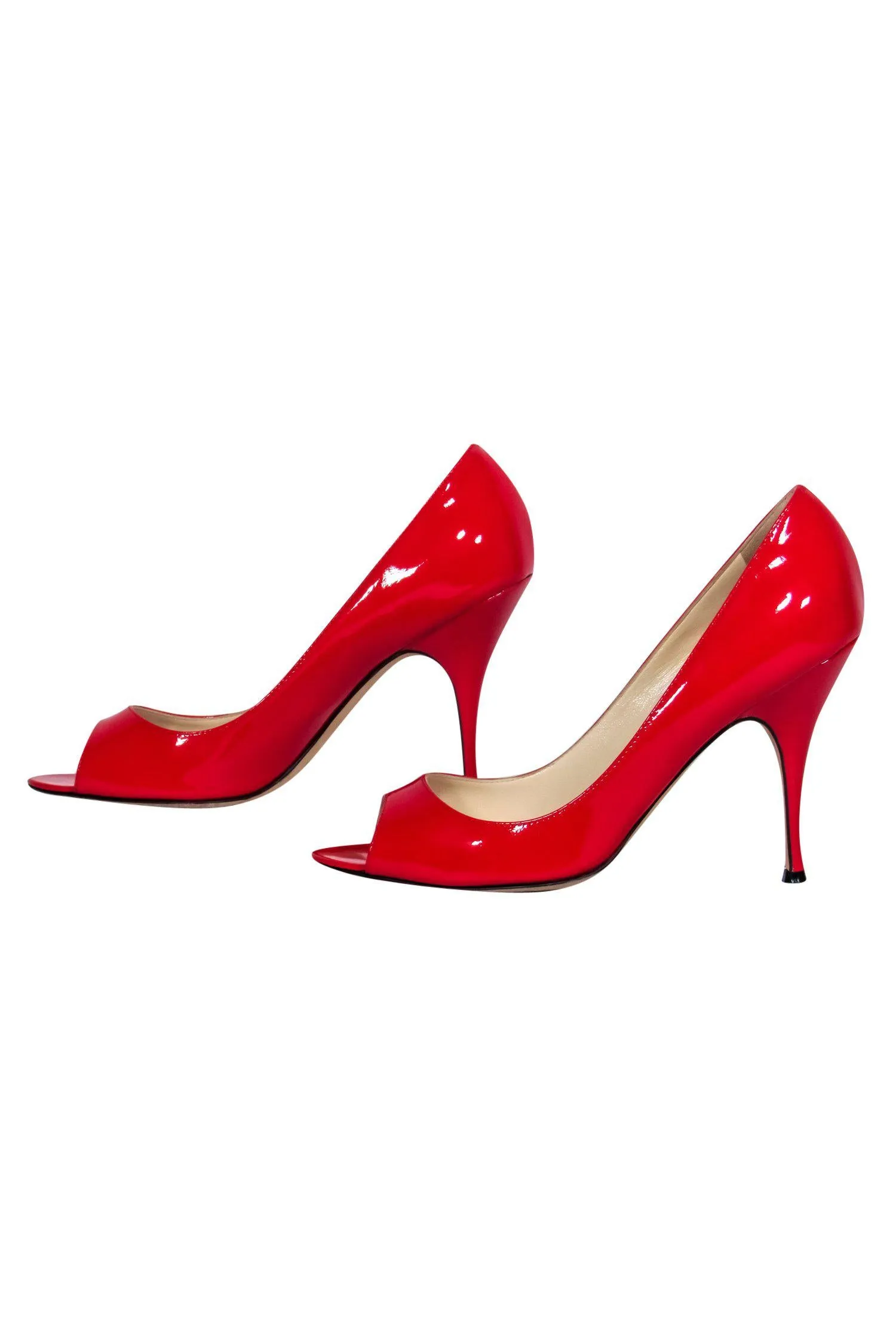 Brian Atwood - Red Patent Leather Peep Toe Pumps Sz 7