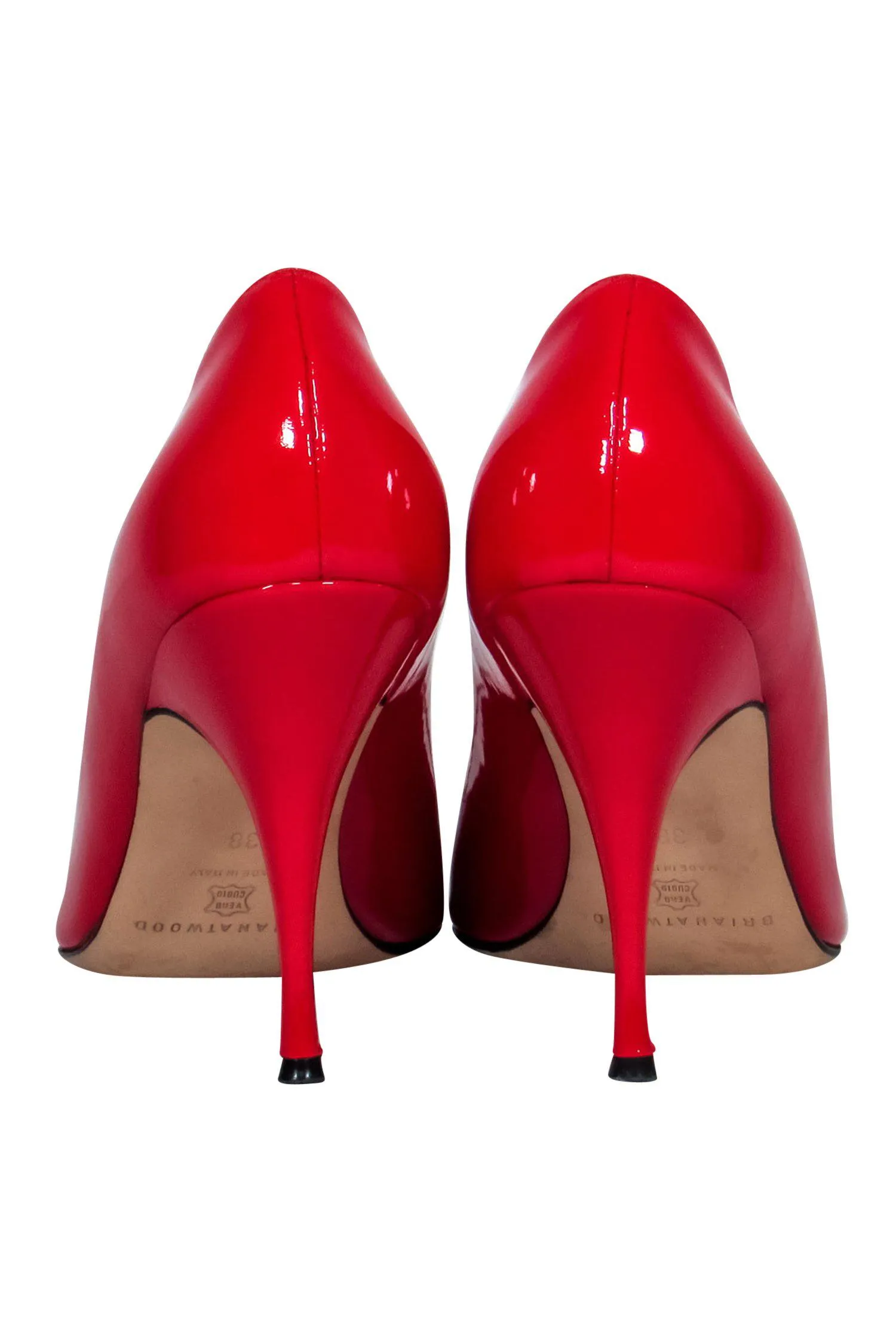 Brian Atwood - Red Patent Leather Peep Toe Pumps Sz 7