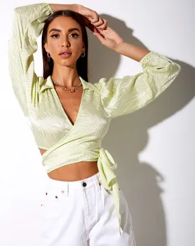 Briza Crop Top in Satin Zebra Pistachio