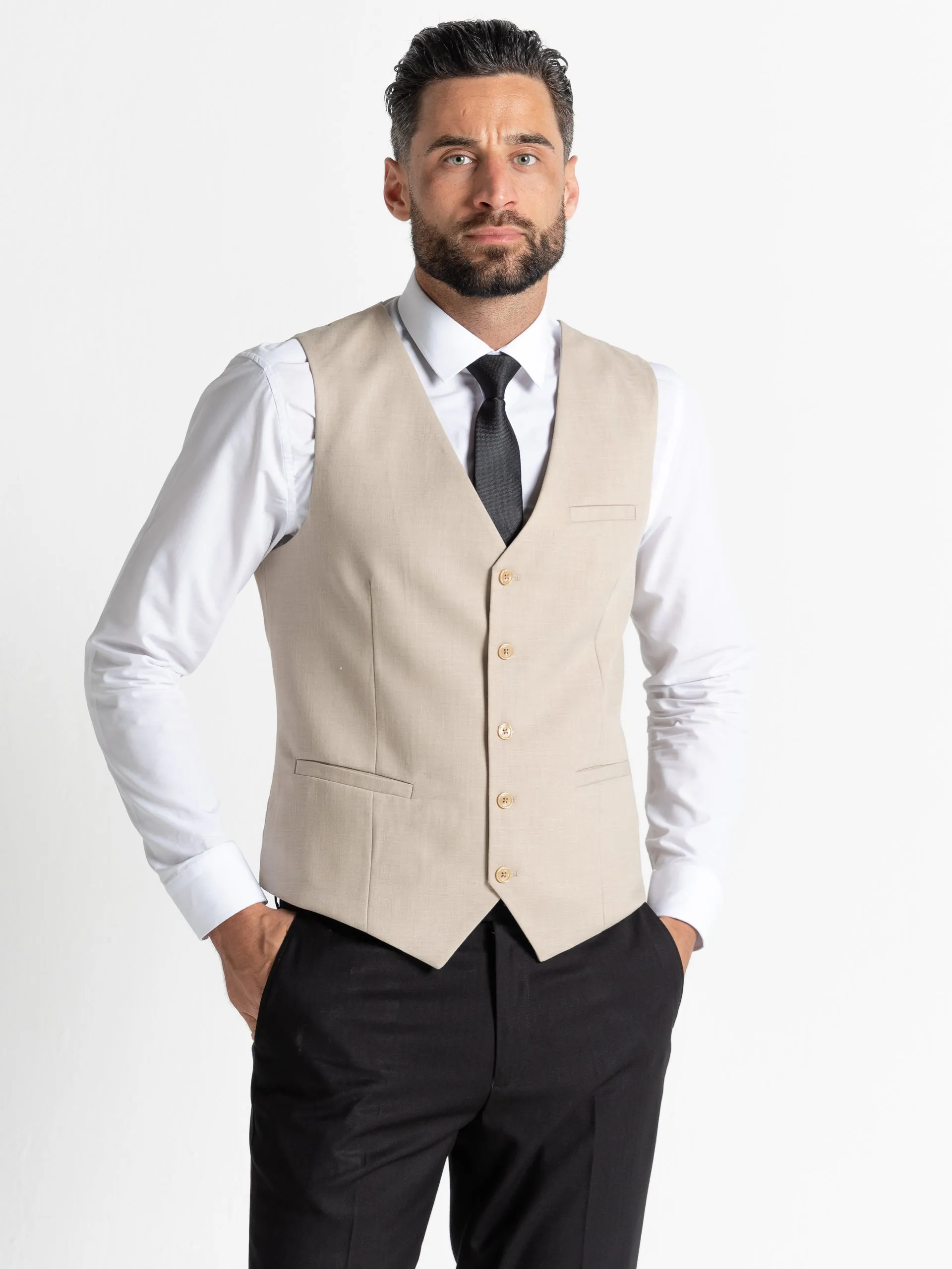 CHARLIE BLACK WITH CREAM WAISTCOAT