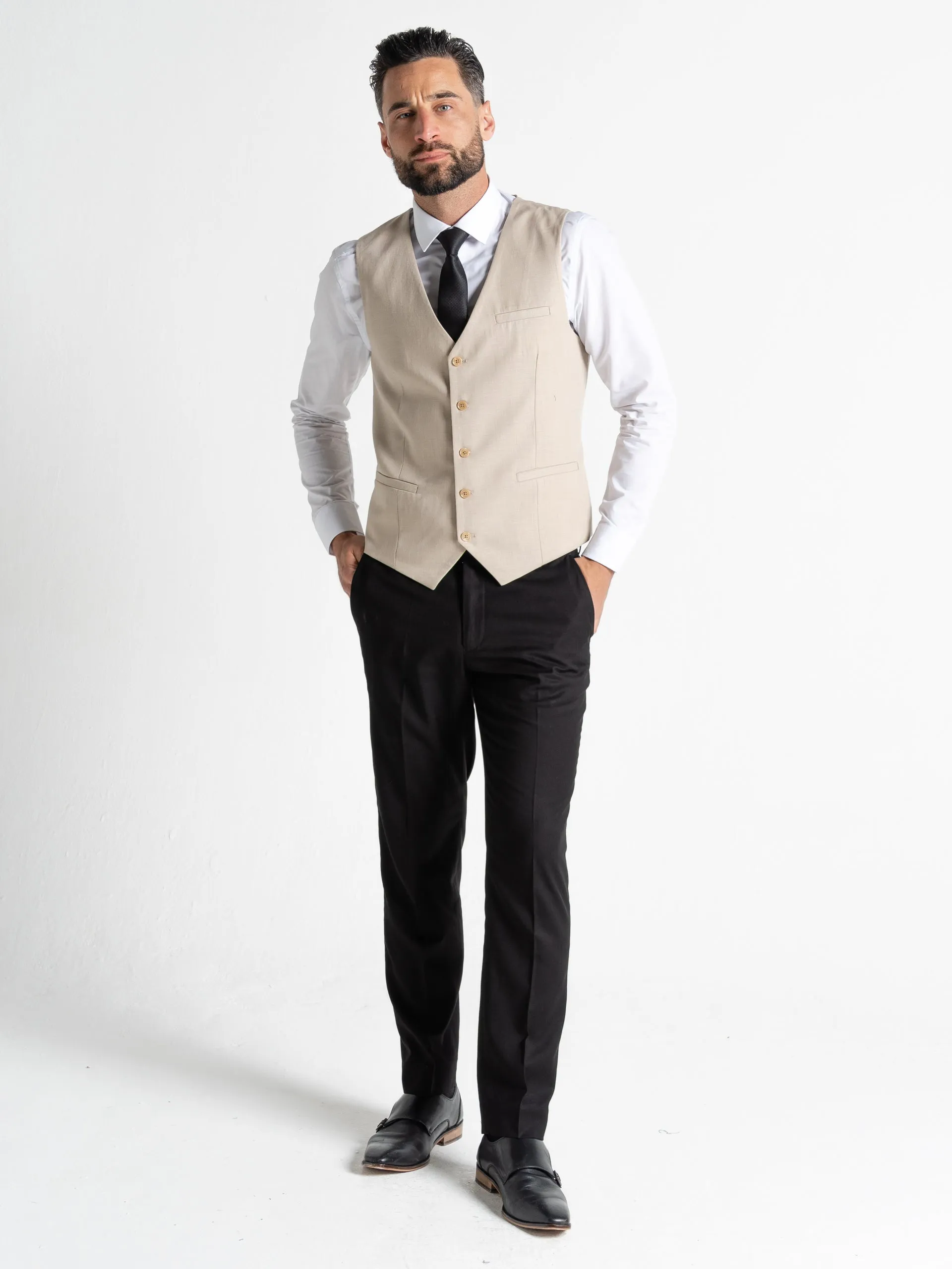 CHARLIE BLACK WITH CREAM WAISTCOAT