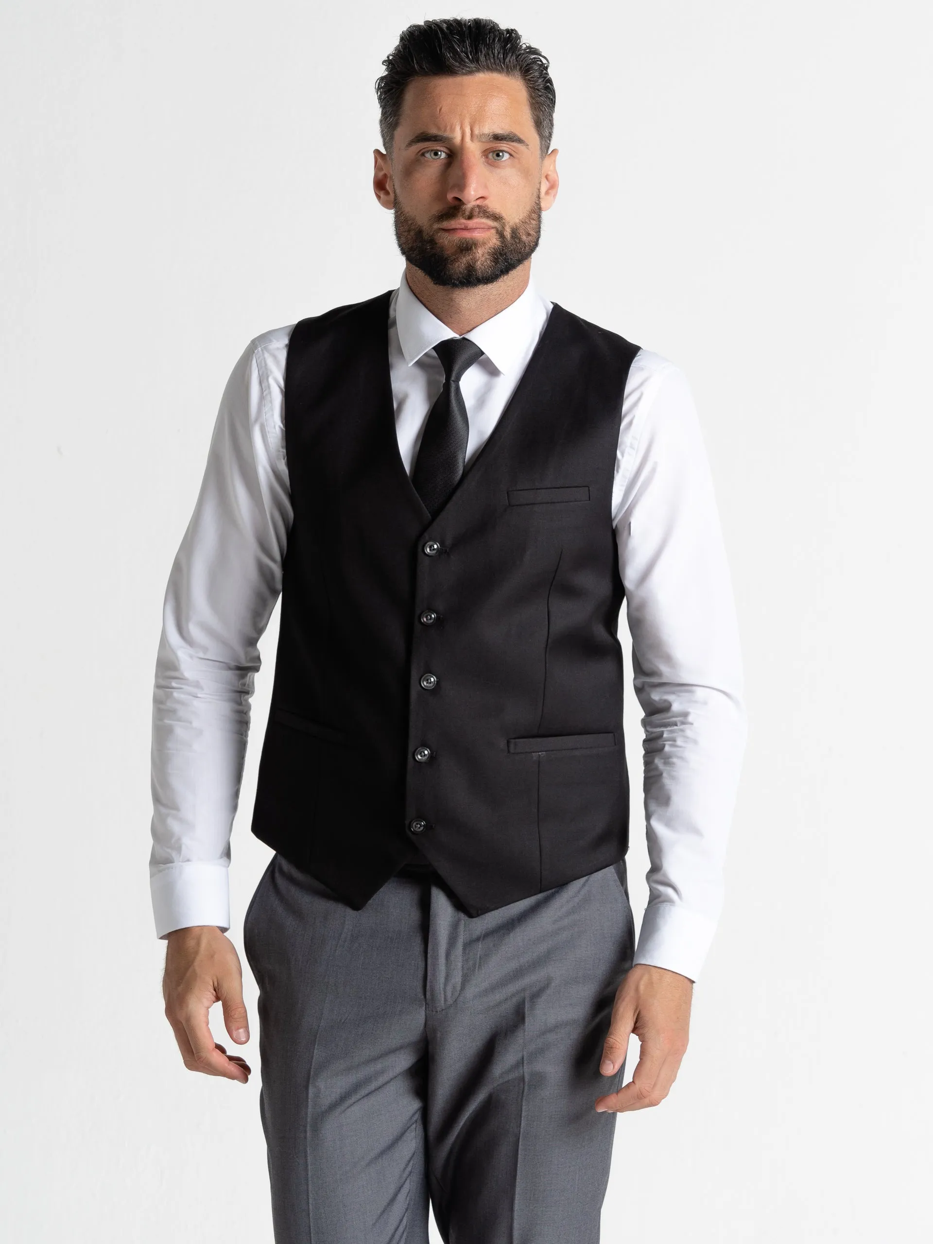 CHARLIE GREY BLAZER WITH BLACK WAISTCOAT