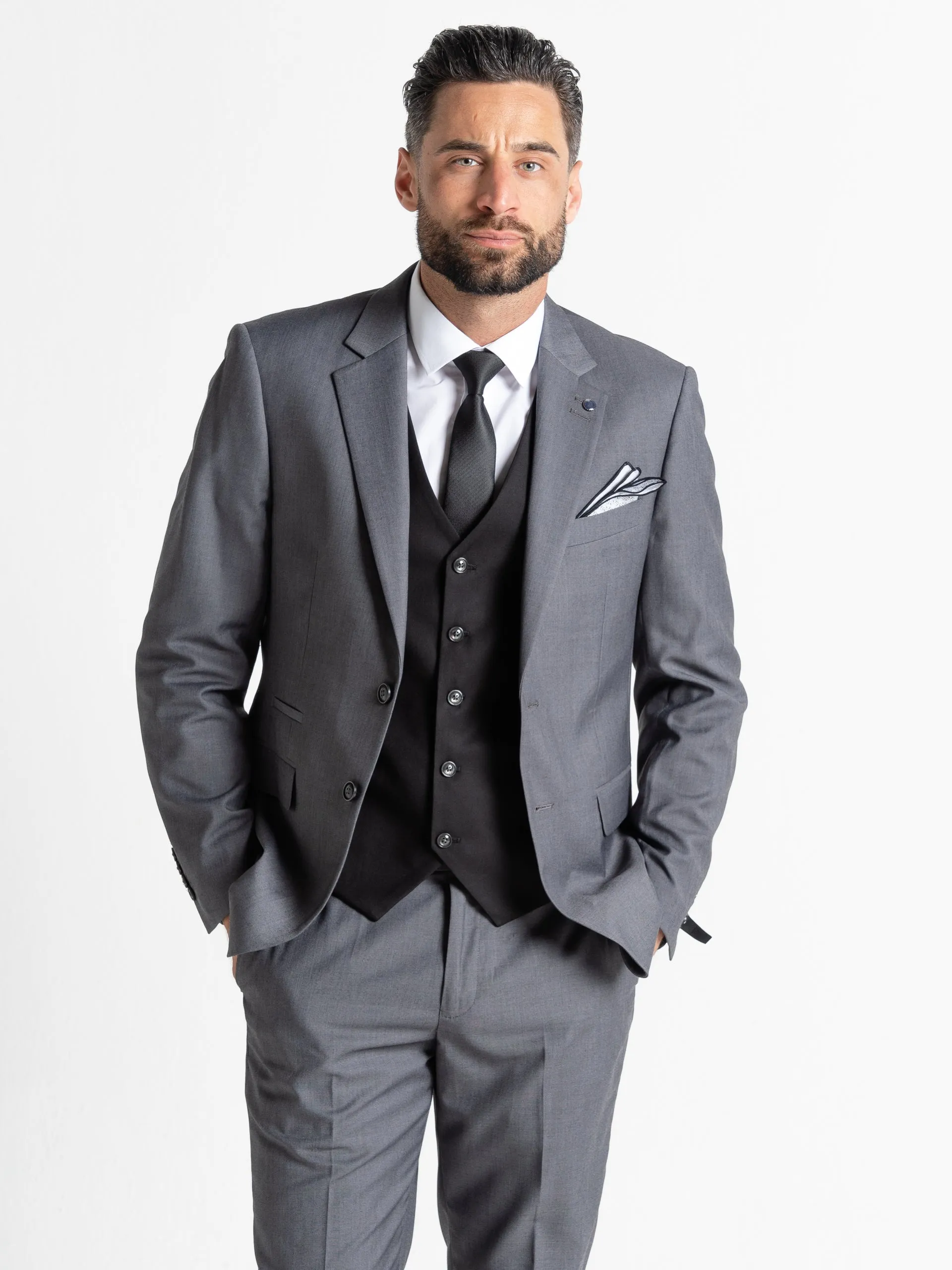 CHARLIE GREY BLAZER WITH BLACK WAISTCOAT