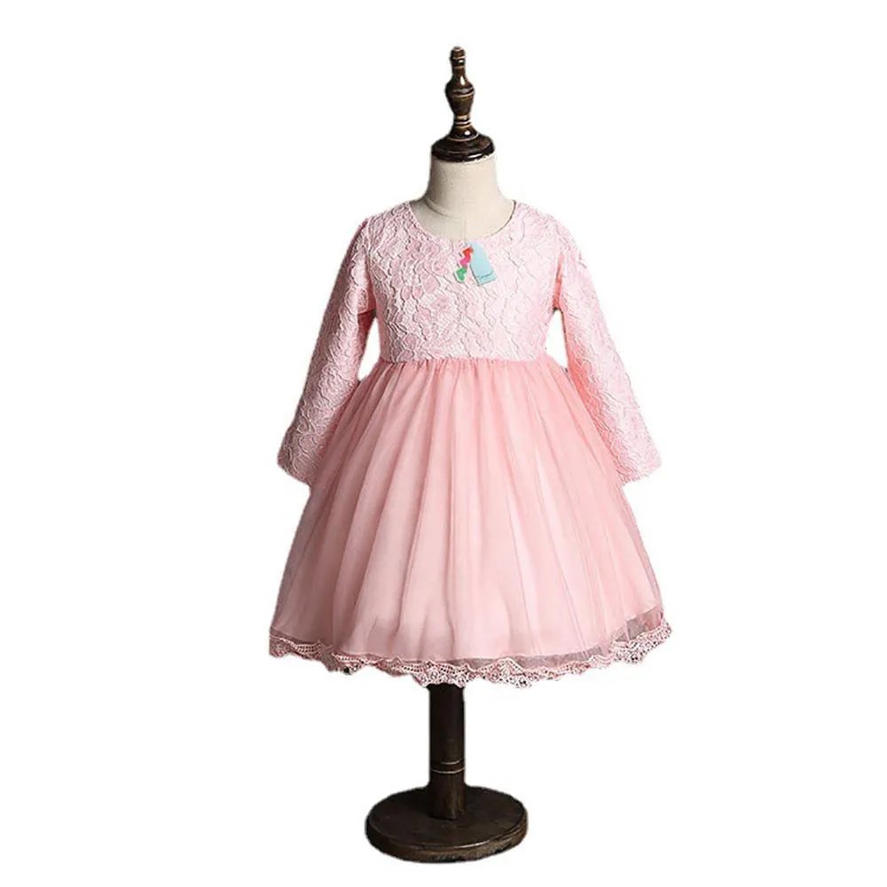 CLASSIC PINK FLOWER LACE PRINCESS DRESS