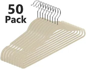 Clothes Hangers- Suit Dress Shirt Ivory Velvet Hangers Fashion Thin Non Slip Heavy Duty Clothes Velvet Hangers (Pack of 50)