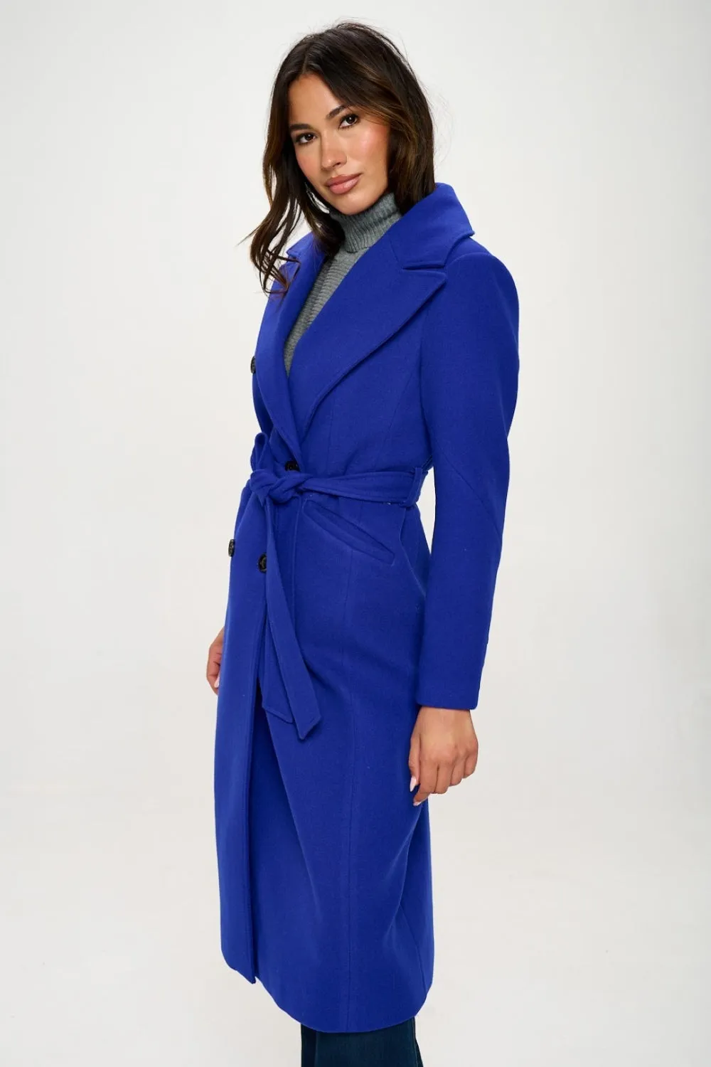 Coalition LA Royal Blue Double-Breasted Longline Coat