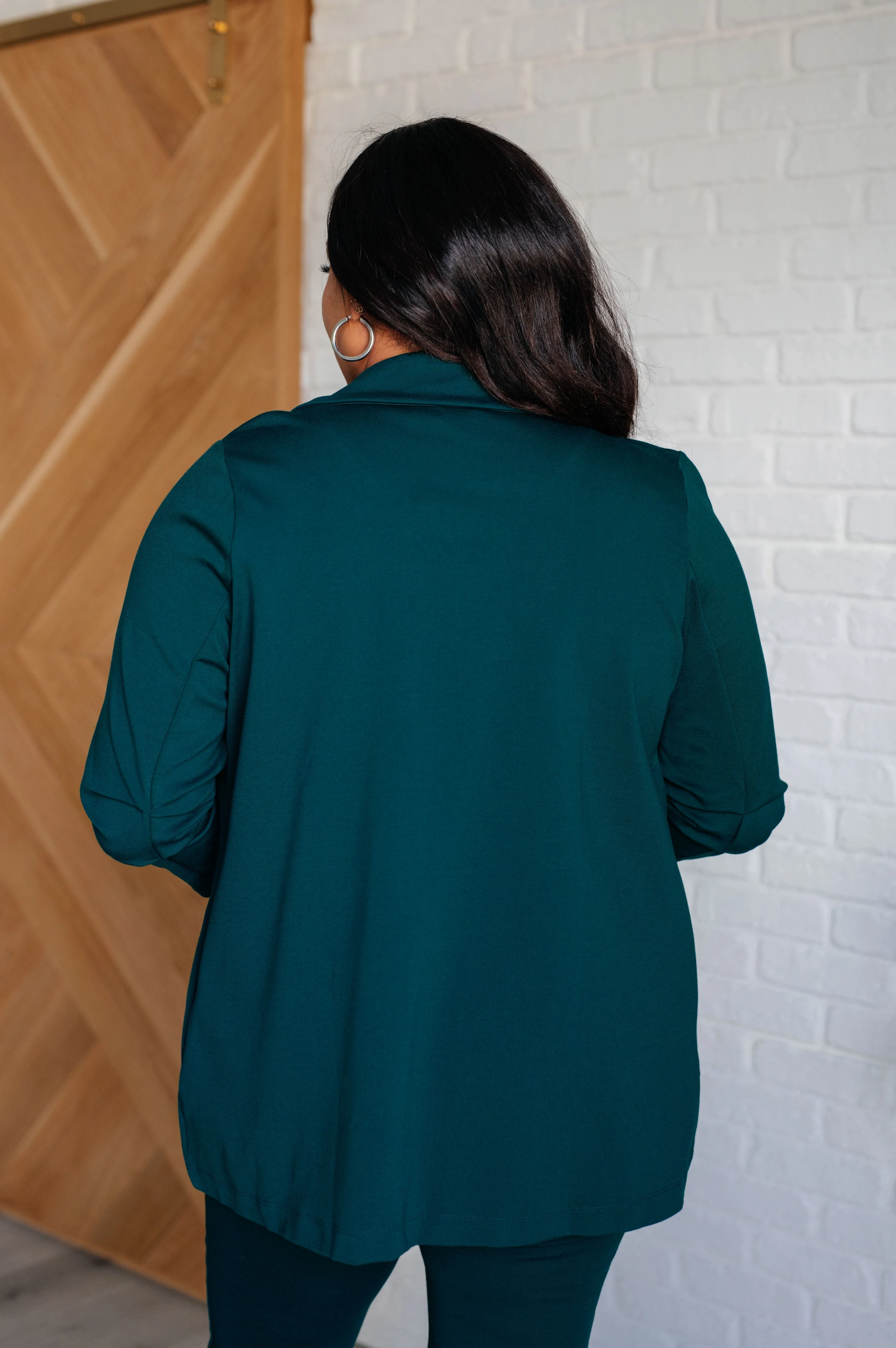 Dear Scarlett Magic 3/4 Blazer in Hunter Green