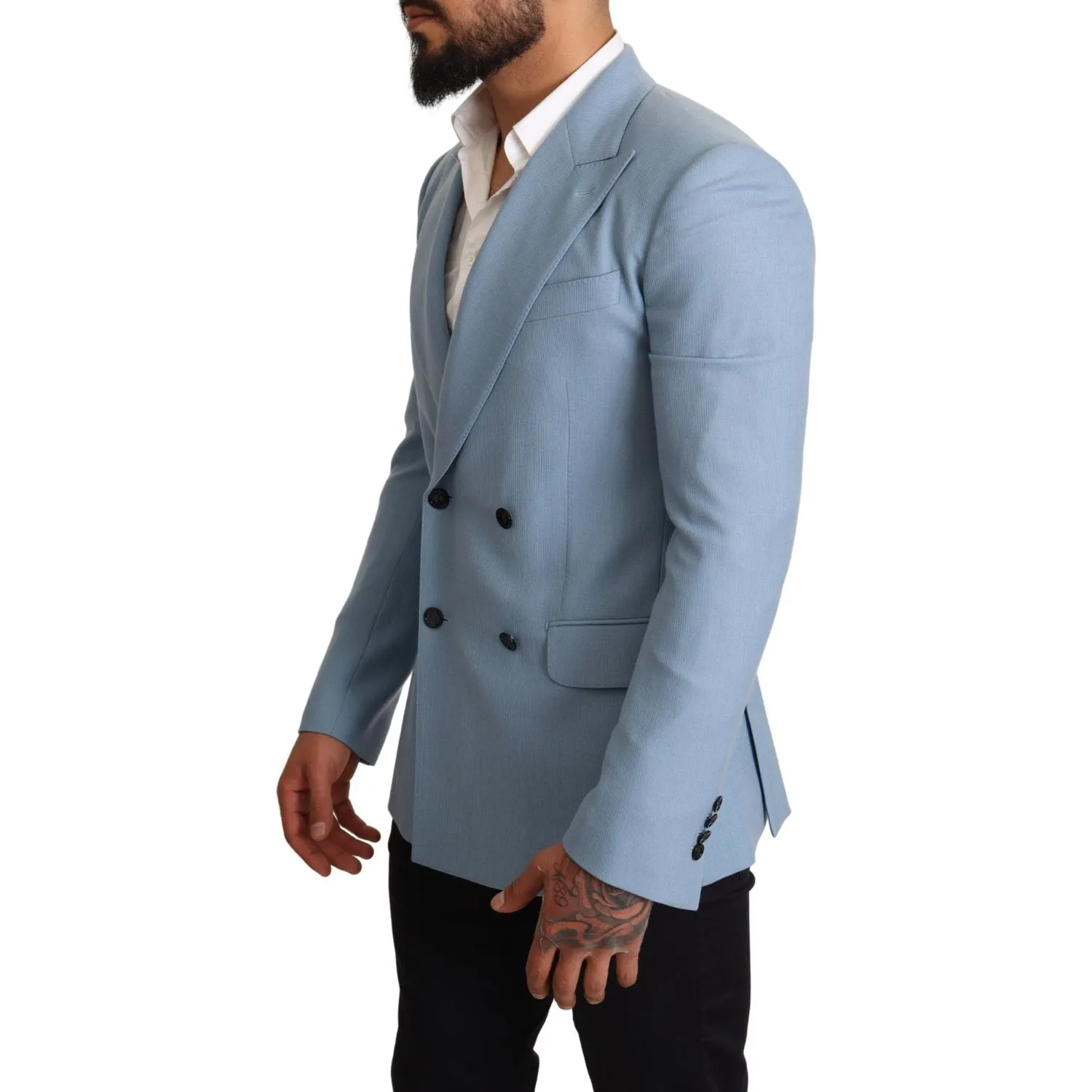 Dolce & Gabbana Elegant Blue Cashmere-Silk Men's Blazer