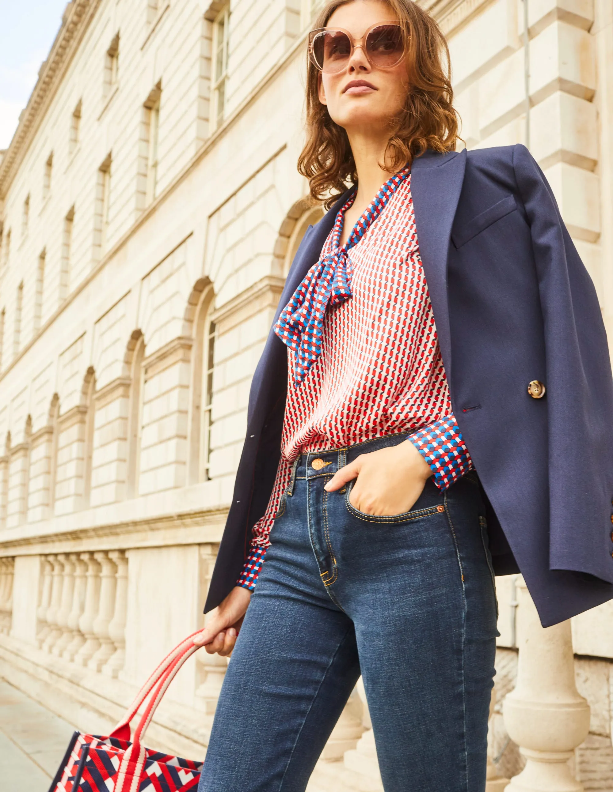 Double-Breasted Blazer-Navy