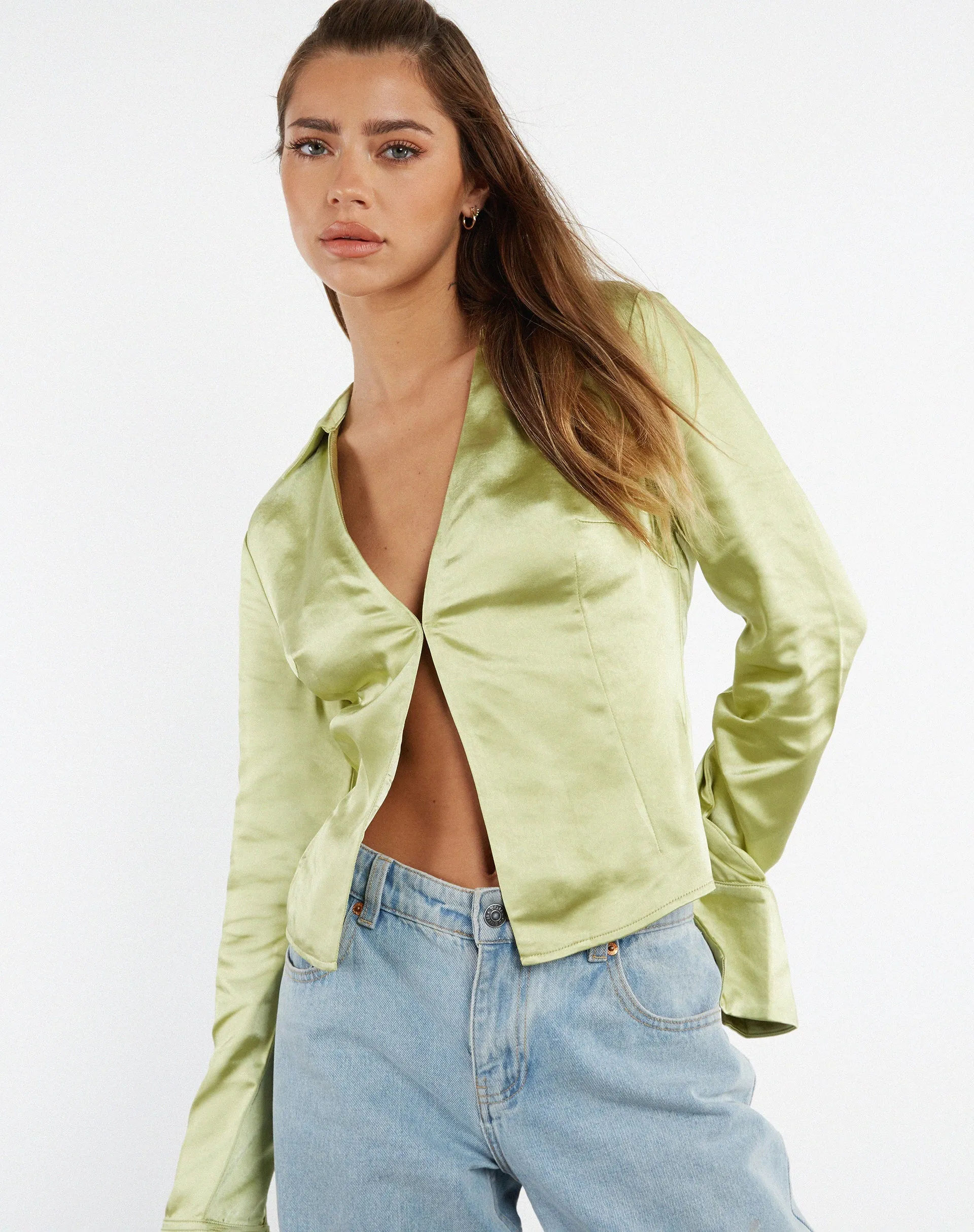 Edzia Shirt in Satin Nile Green