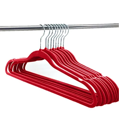 Elaine Karen Deluxe Designer Non Slip Heavy Duty Velvet Hangers – Burgundy – 10pk