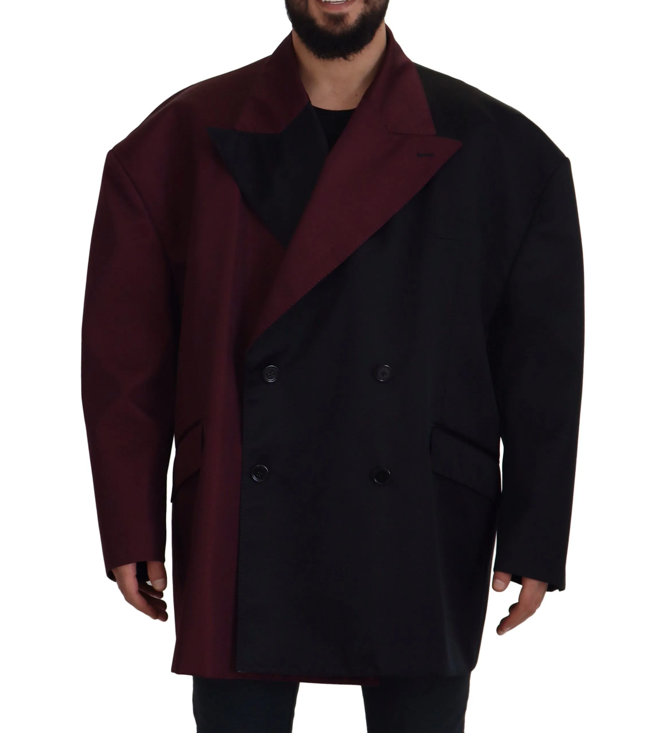 Elegant Bordeaux Double-Breasted Jacket