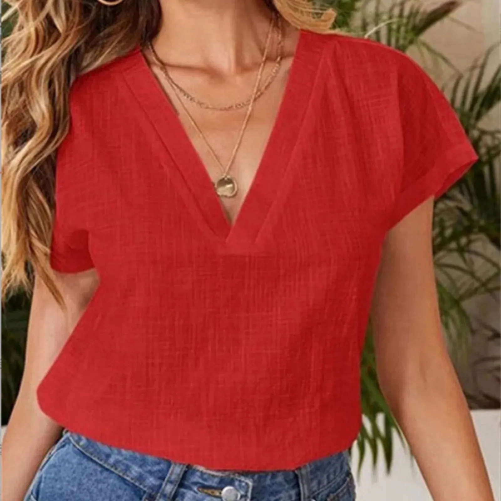 Elegant Loose-Fit Linen Blouse for Women