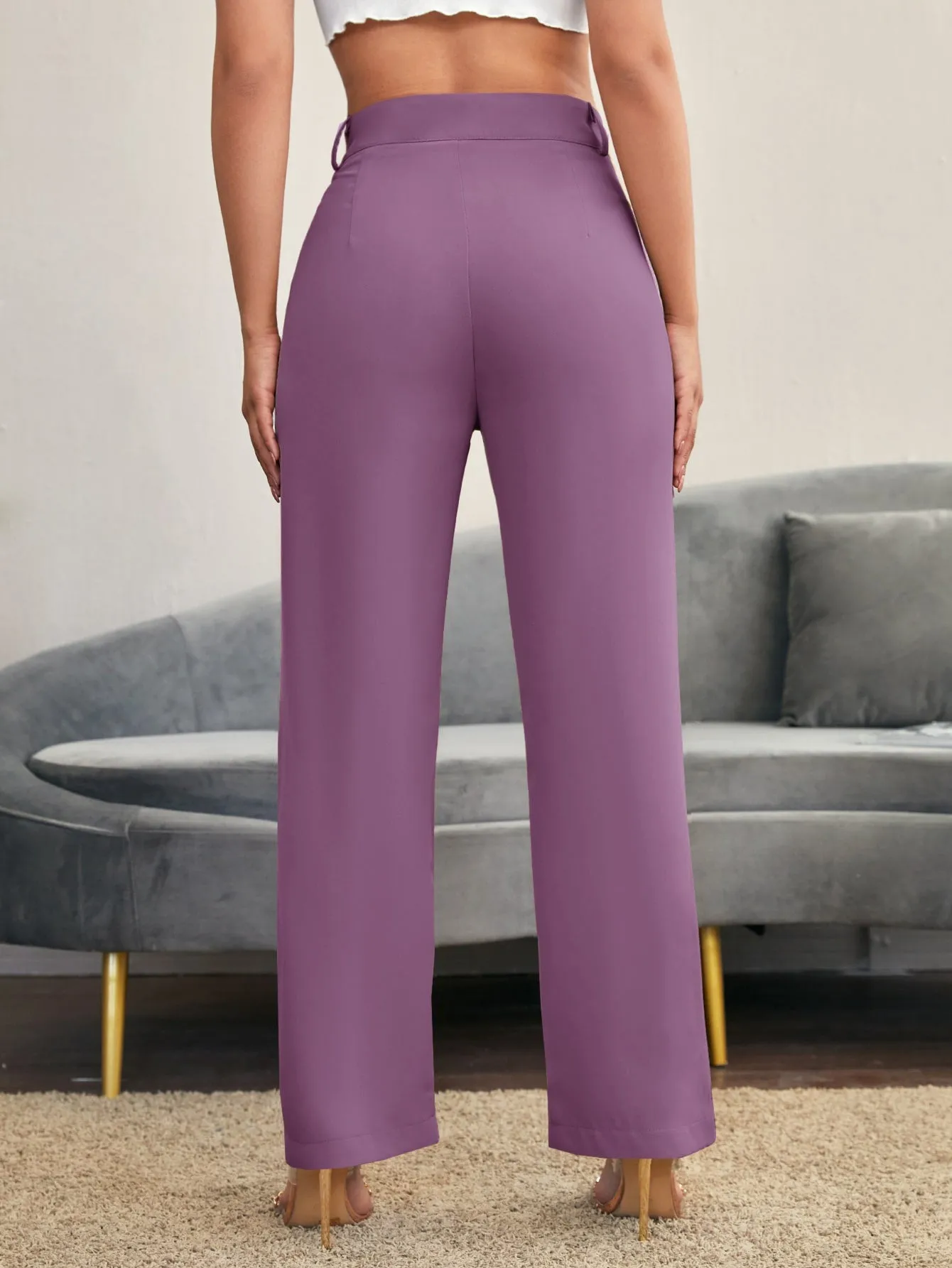 Essnce Solid High Rise Tailored Pants