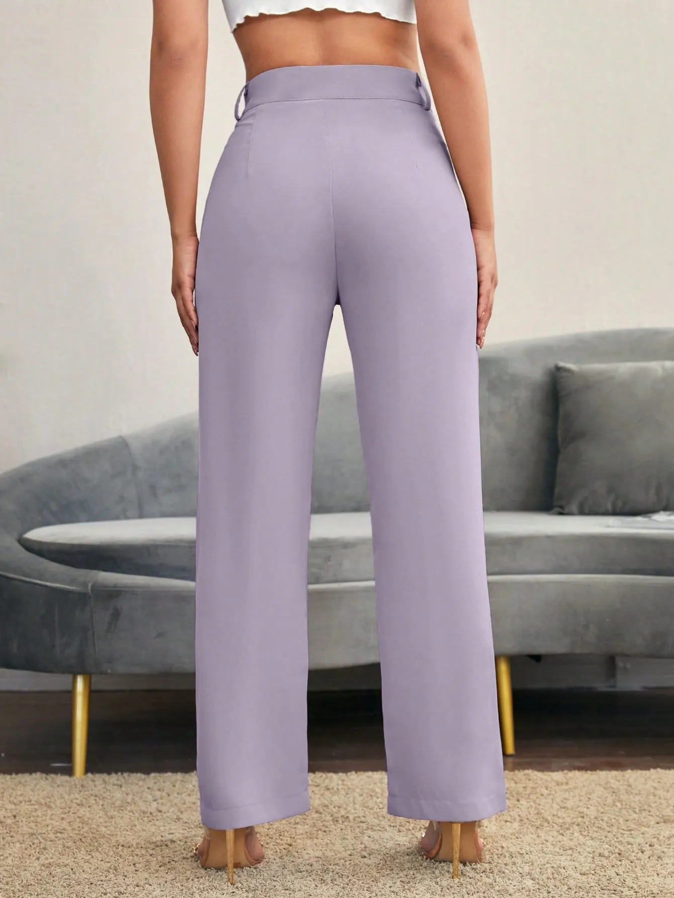 Essnce Solid High Rise Tailored Pants