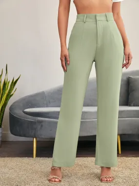 Essnce Solid High Rise Tailored Pants