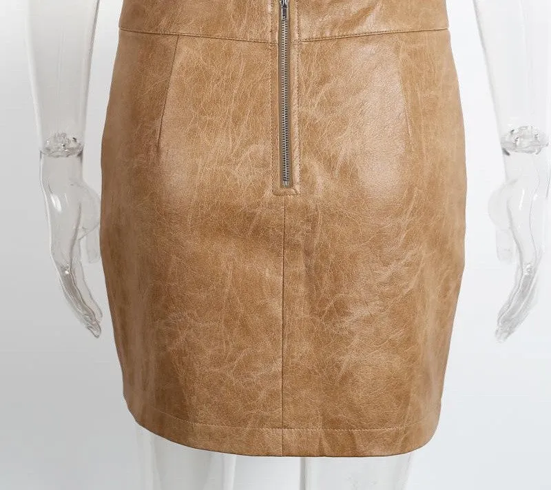 Faux Leather Skirt With High Waist