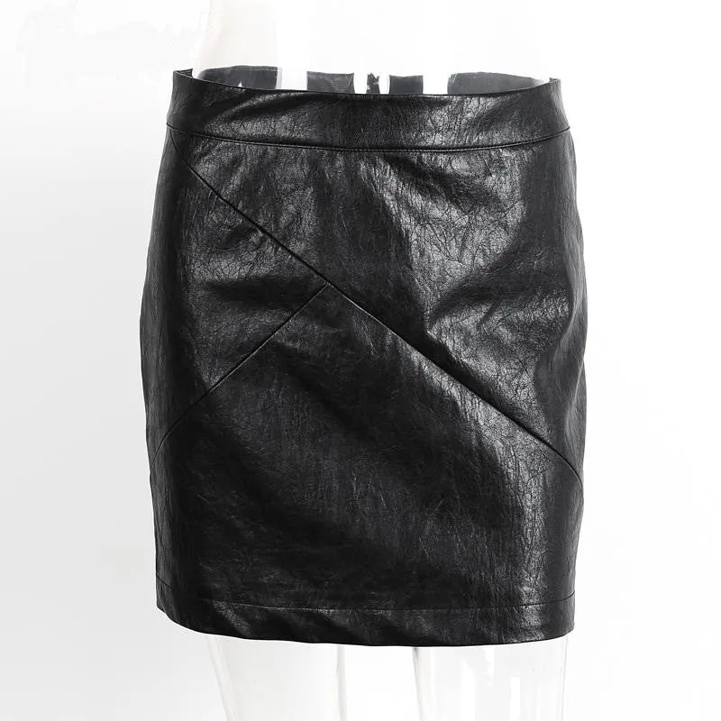 Faux Leather Skirt With High Waist