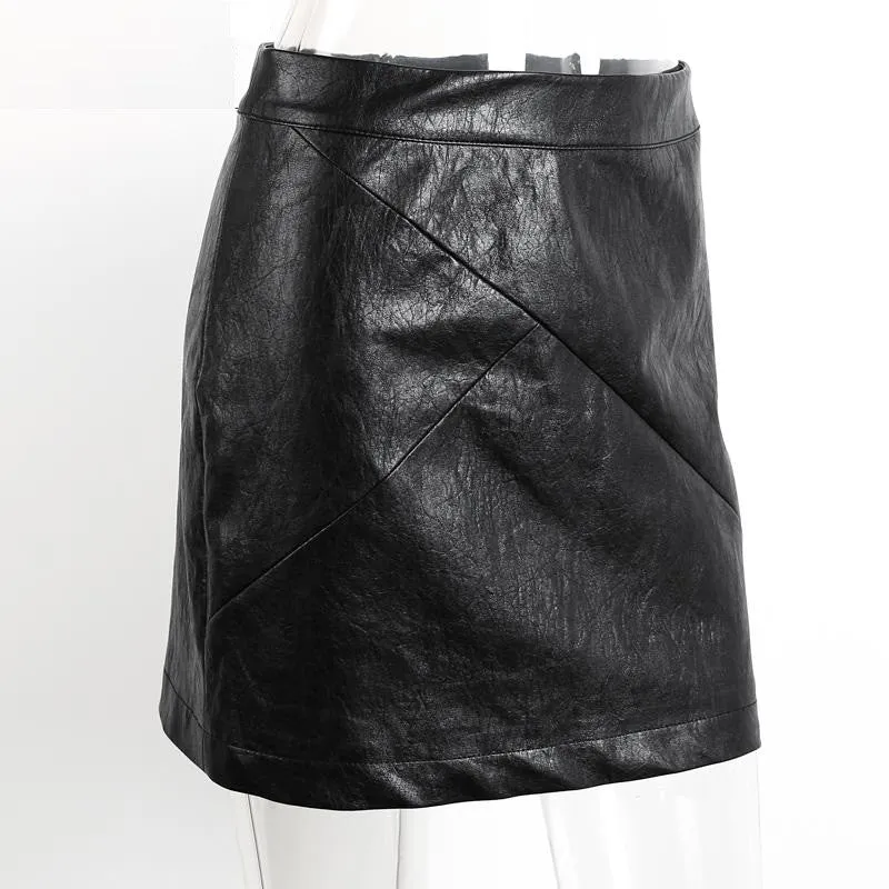 Faux Leather Skirt With High Waist