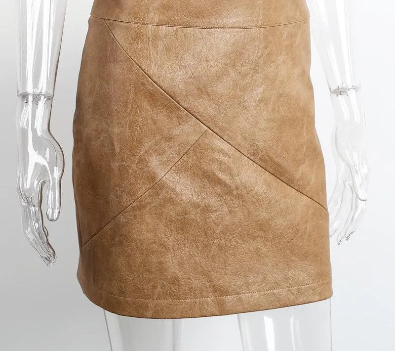 Faux Leather Skirt With High Waist