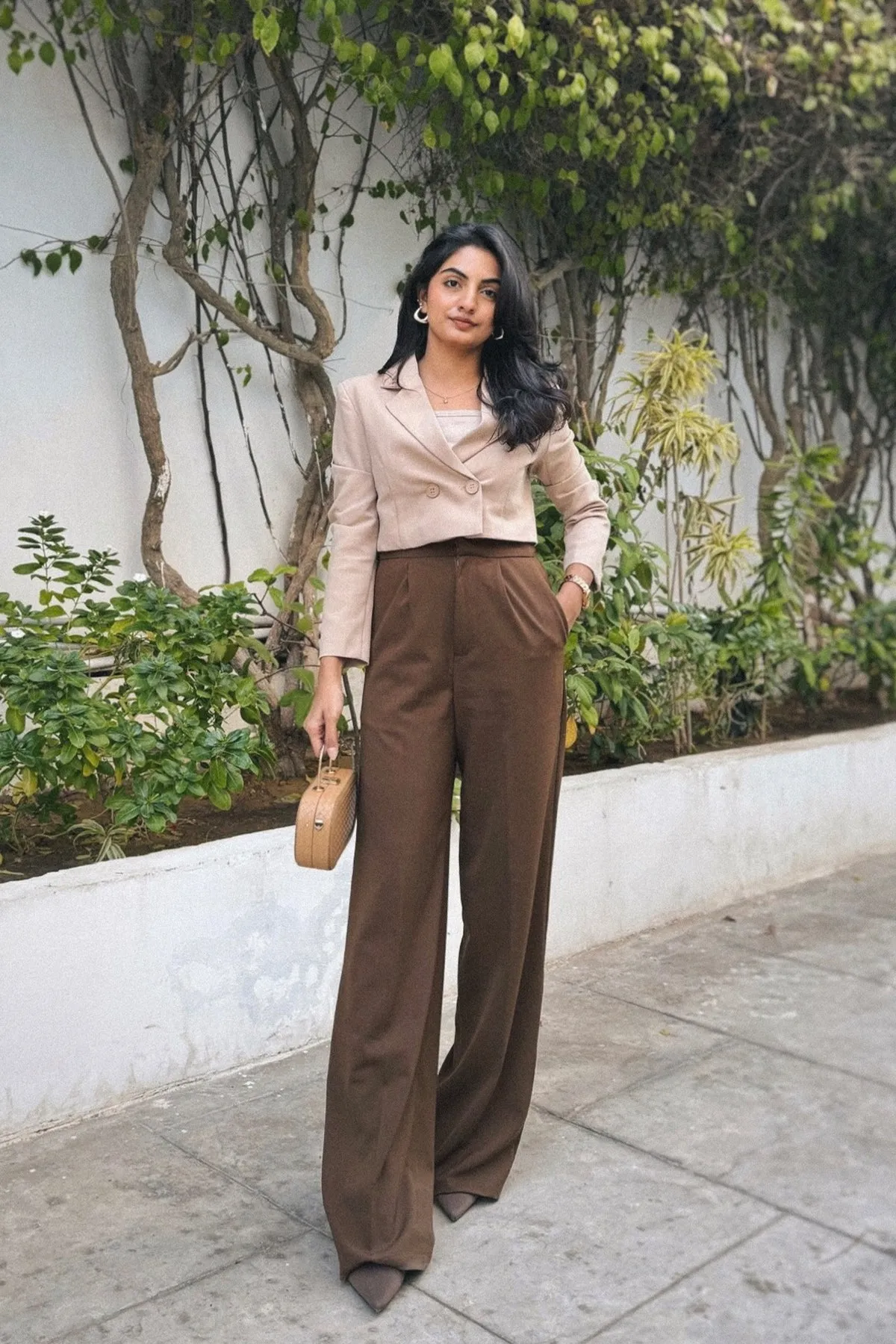 High Waisted Wide Leg Pant For Women - Brown