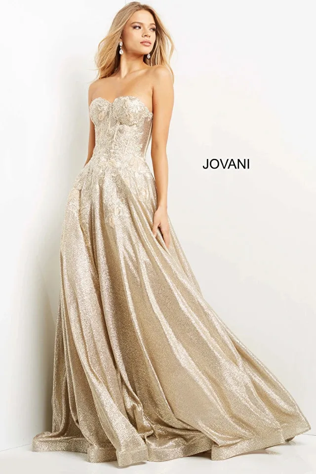 Jovani 07497 Strapless A-Line Corset Bodice Ballgown - Special Occasion/Curves