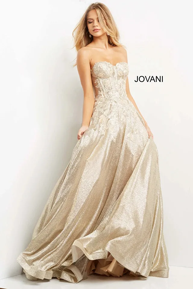 Jovani 07497 Strapless A-Line Corset Bodice Ballgown - Special Occasion/Curves