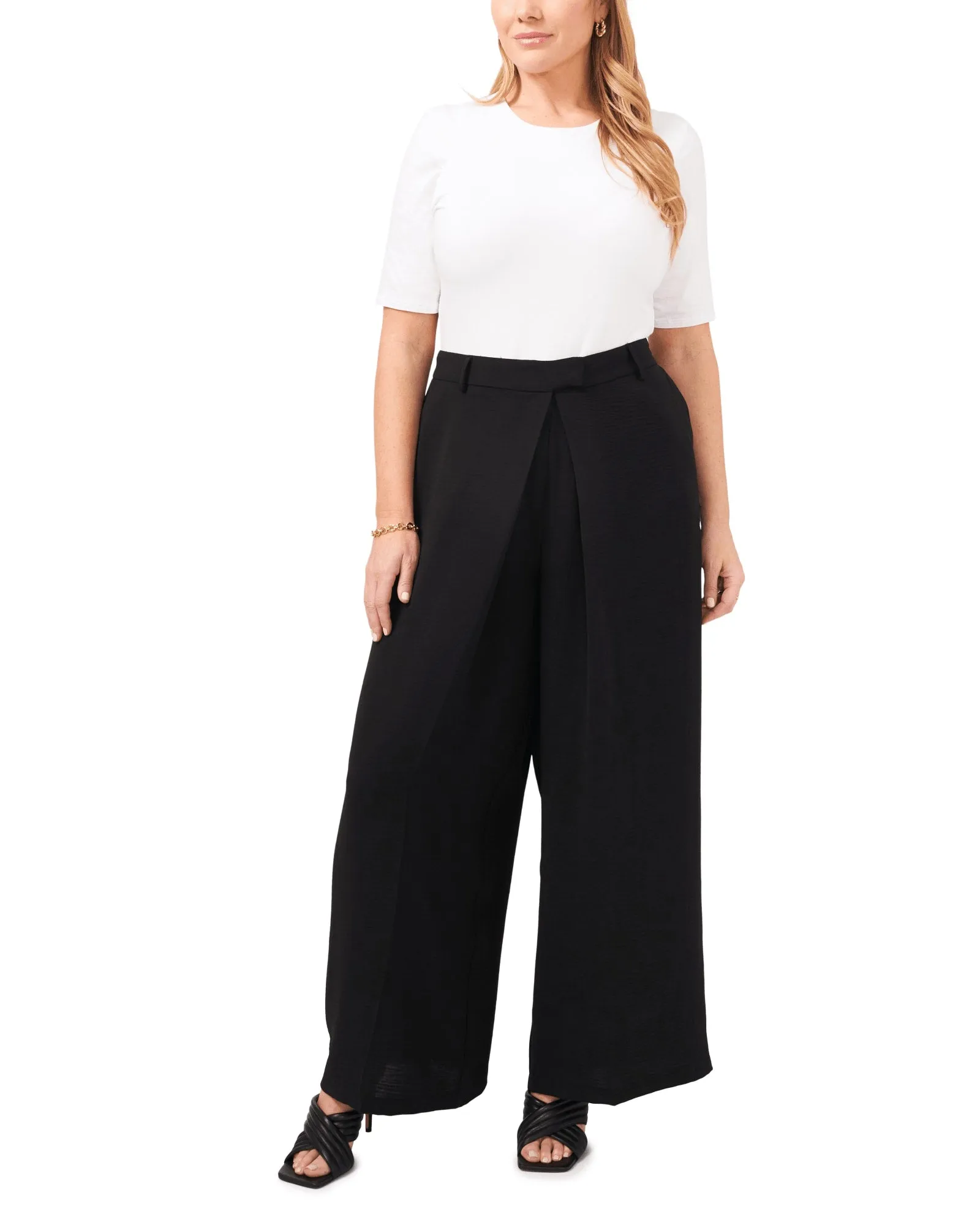 Julia Twill Wide Leg Pants | 060-RICH BLACK