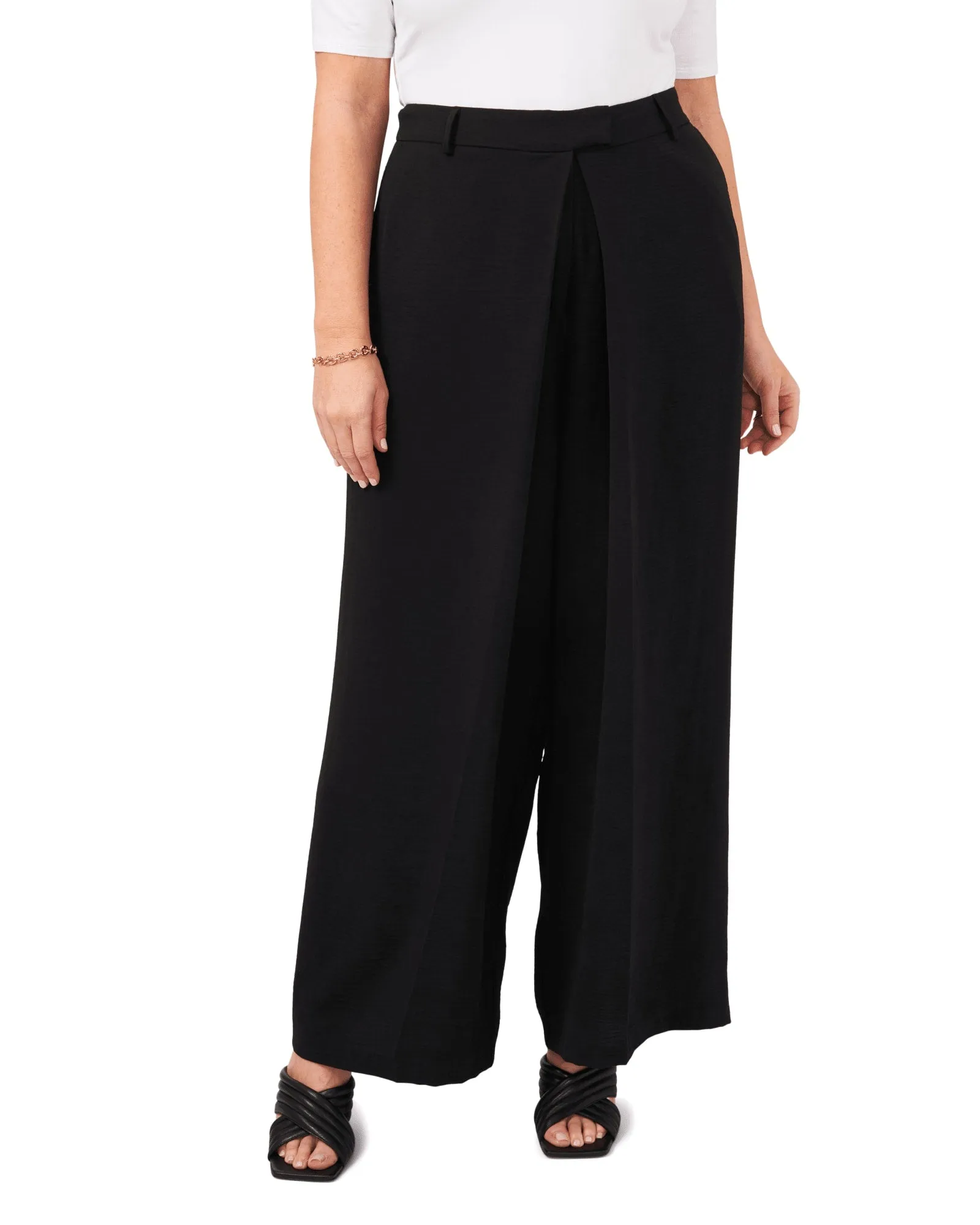 Julia Twill Wide Leg Pants | 060-RICH BLACK