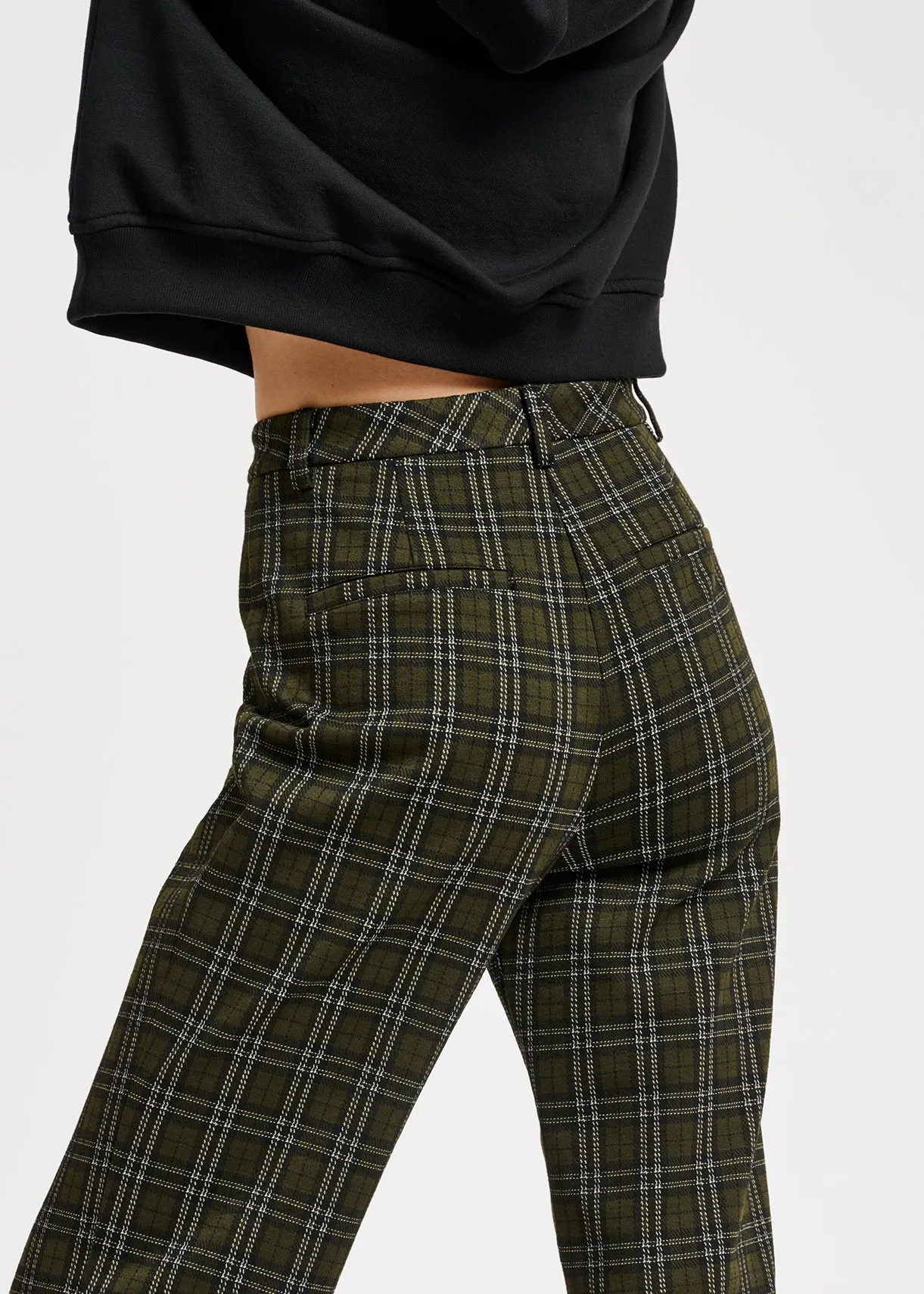 Khaki checked tailored pants