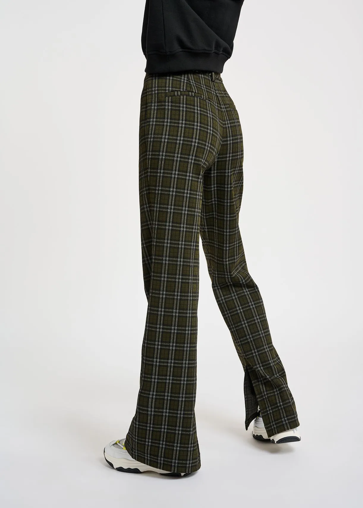 Khaki checked tailored pants