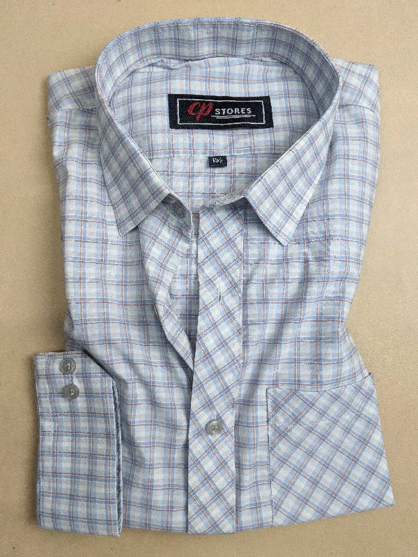 Light Grey Checks Formal Dress Shirt For Men MFS85