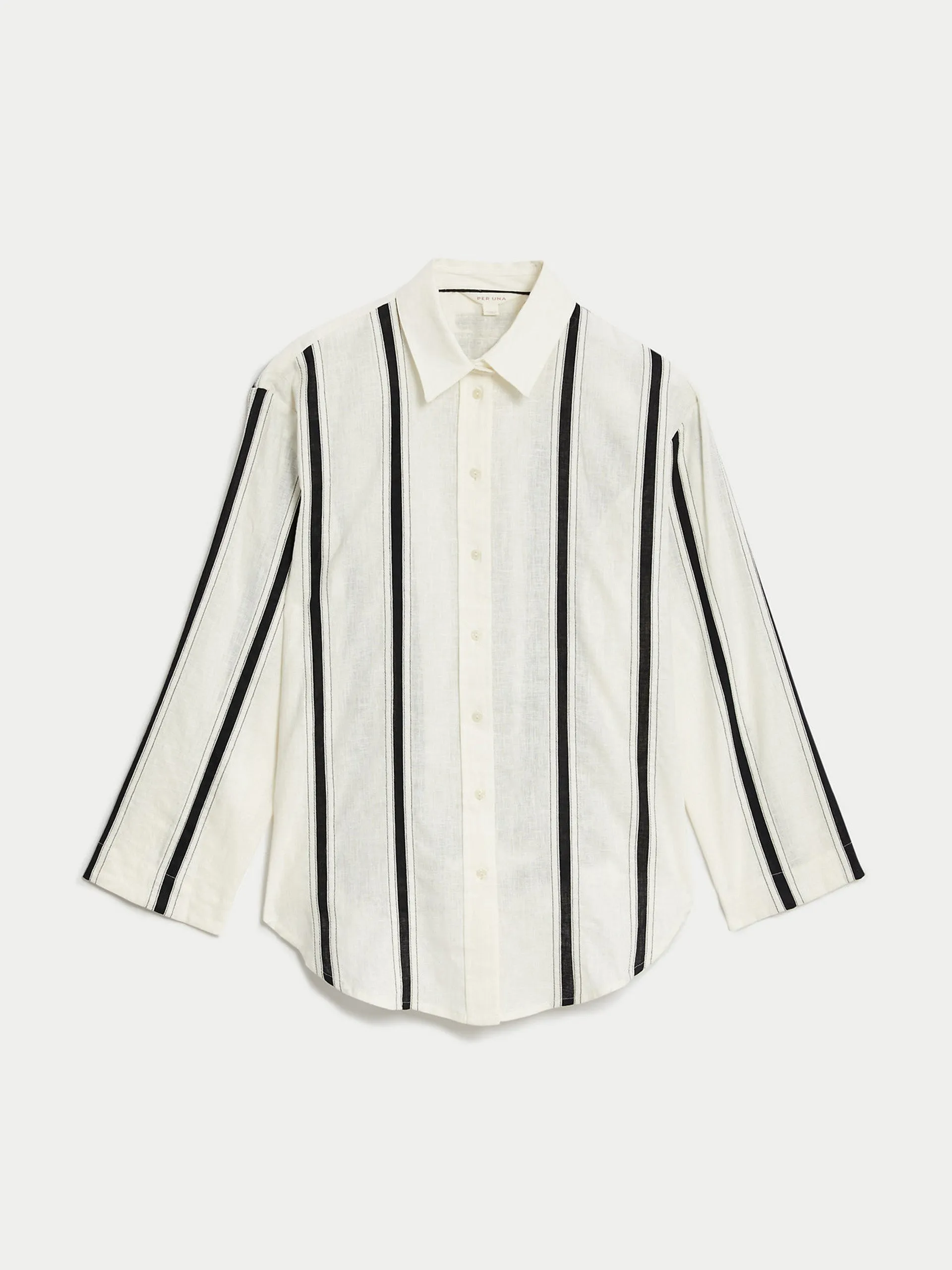 Linen rich striped collared shirt